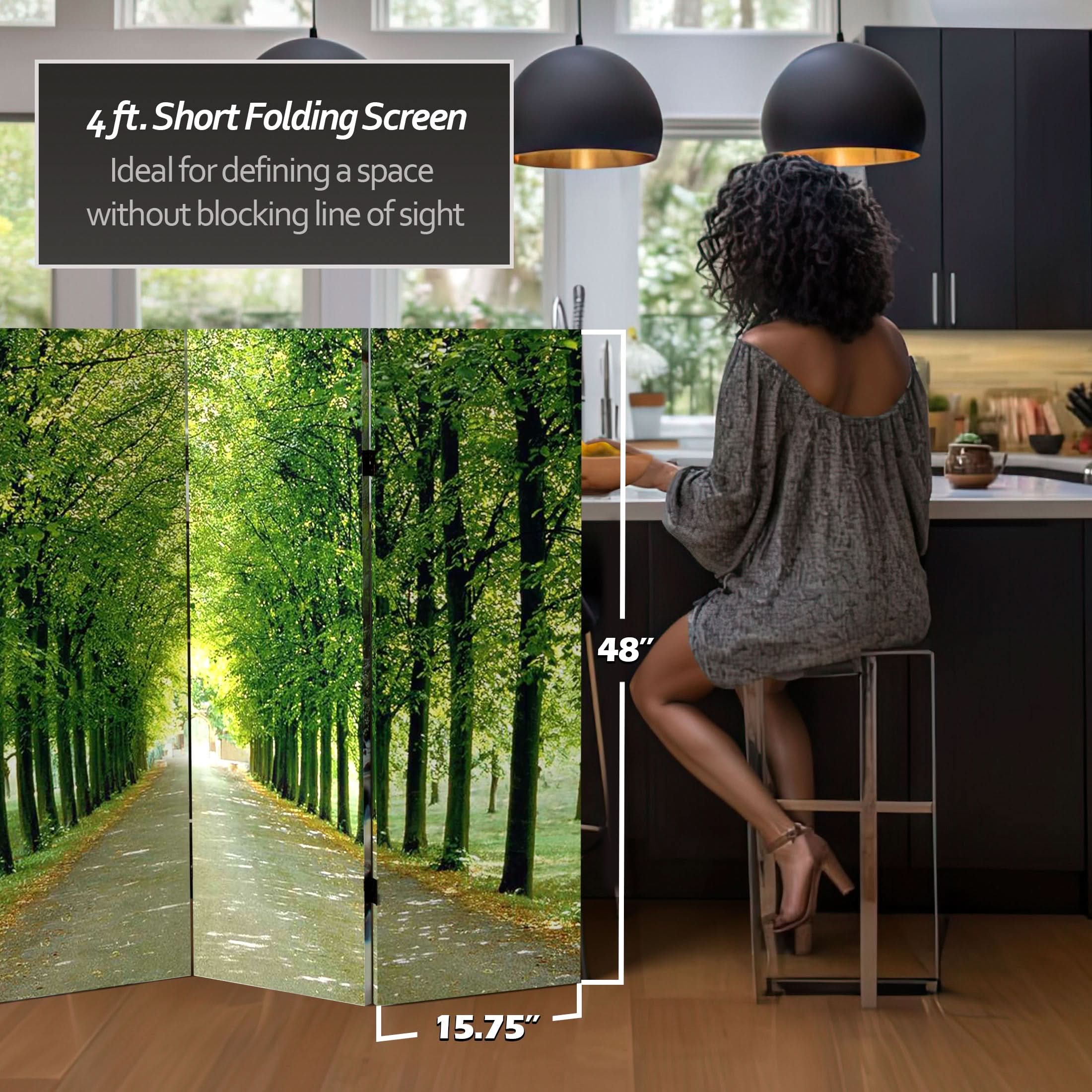 4 ft. Short Double Sided Path of Life Canvas Folding Screen - Image 5