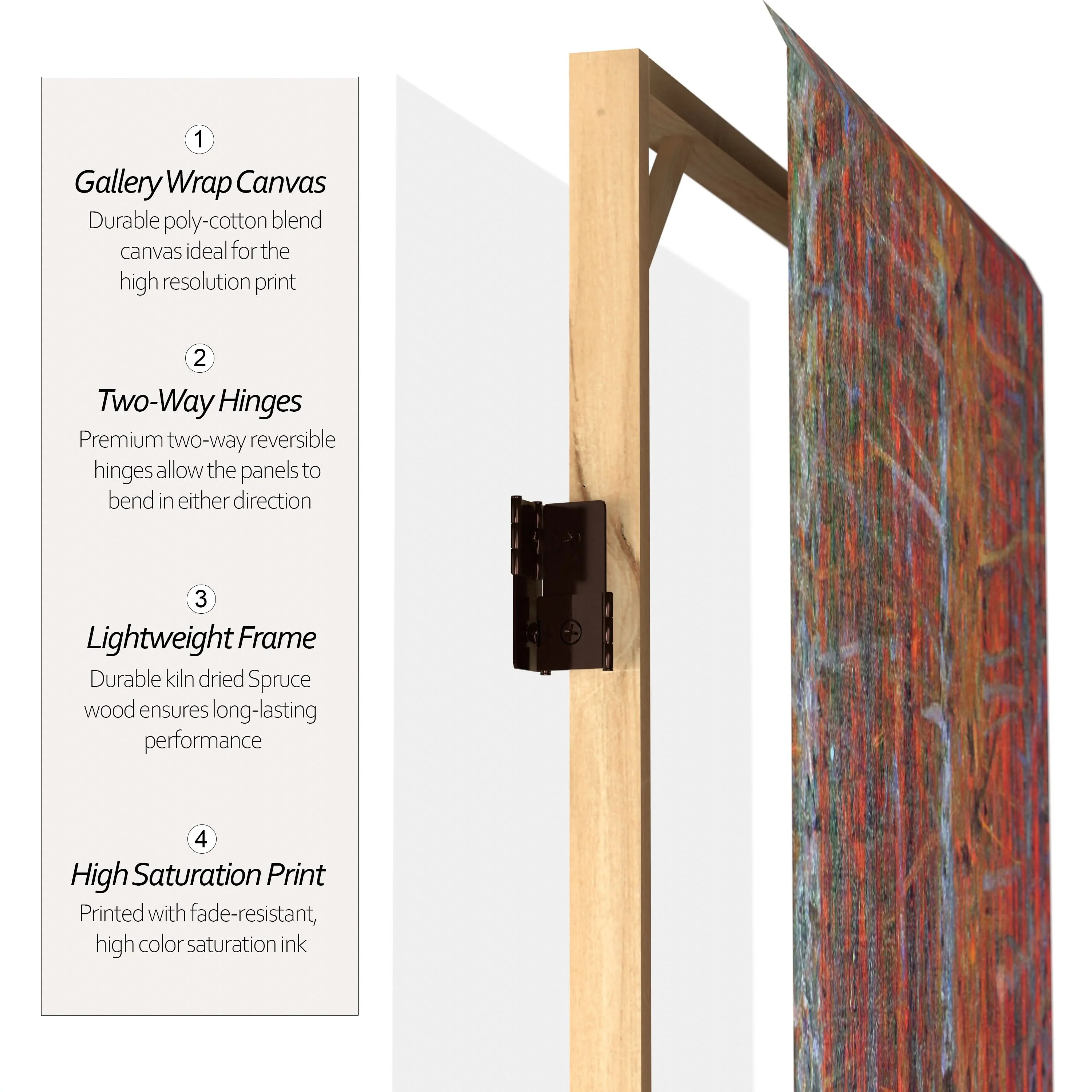 4 ft. Short Double Sided Works of Klimt Canvas Folding Screen - Tannenwald/Farm Garden - Image 4