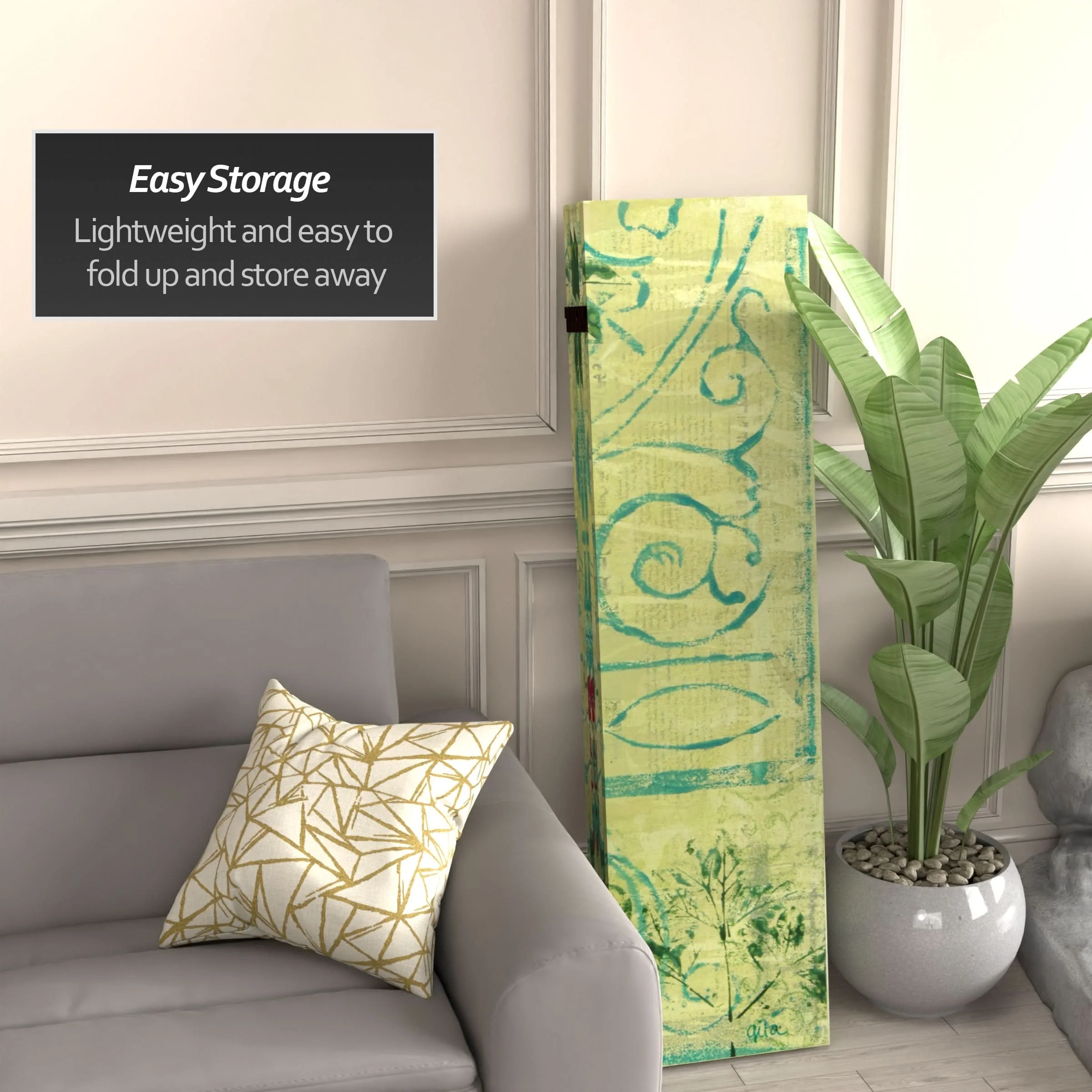 5 1/4 ft. Garden Gate Canvas Room Divider 6 Panel - Image 3