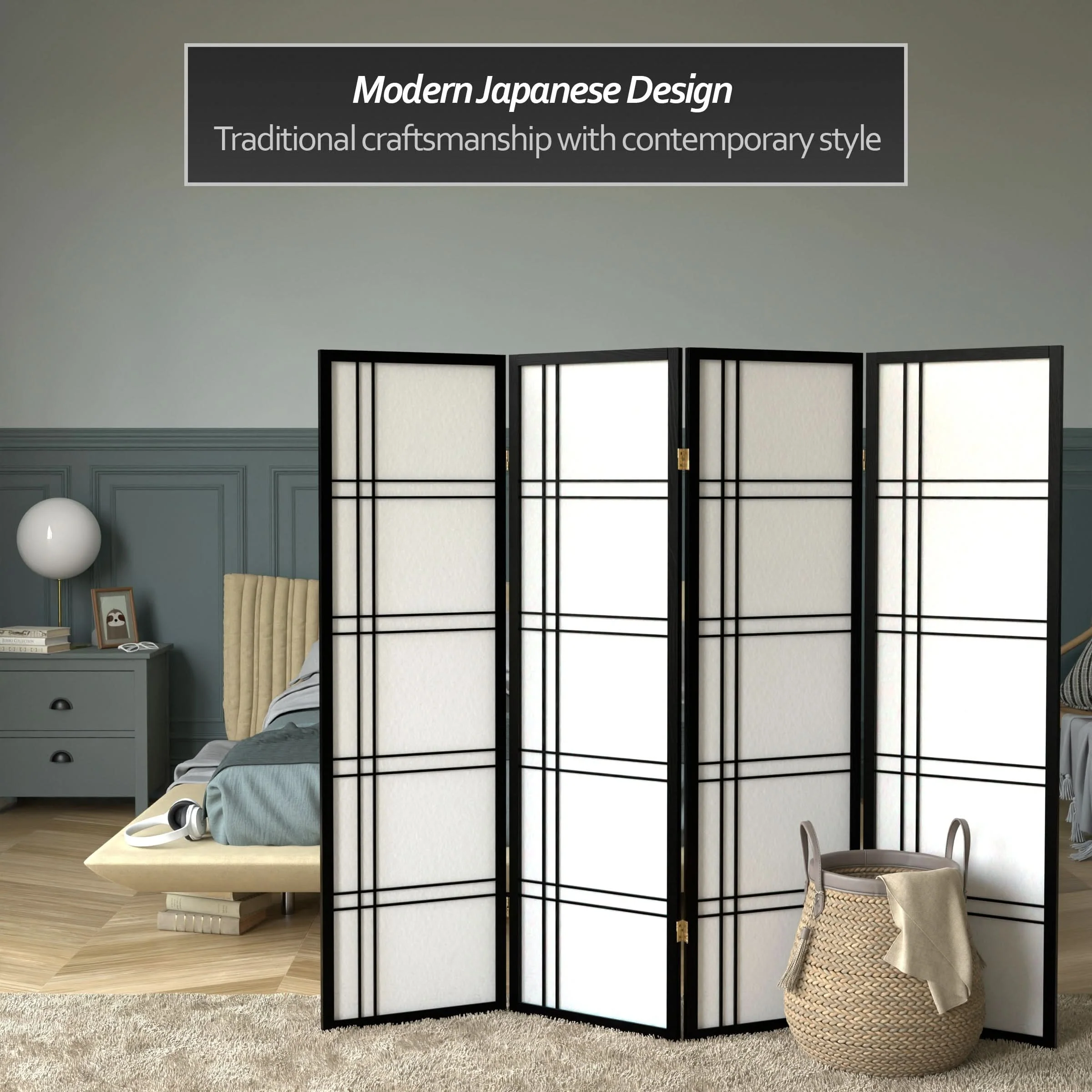 5 ft. Tall Double Cross Shoji Screen - Image 26