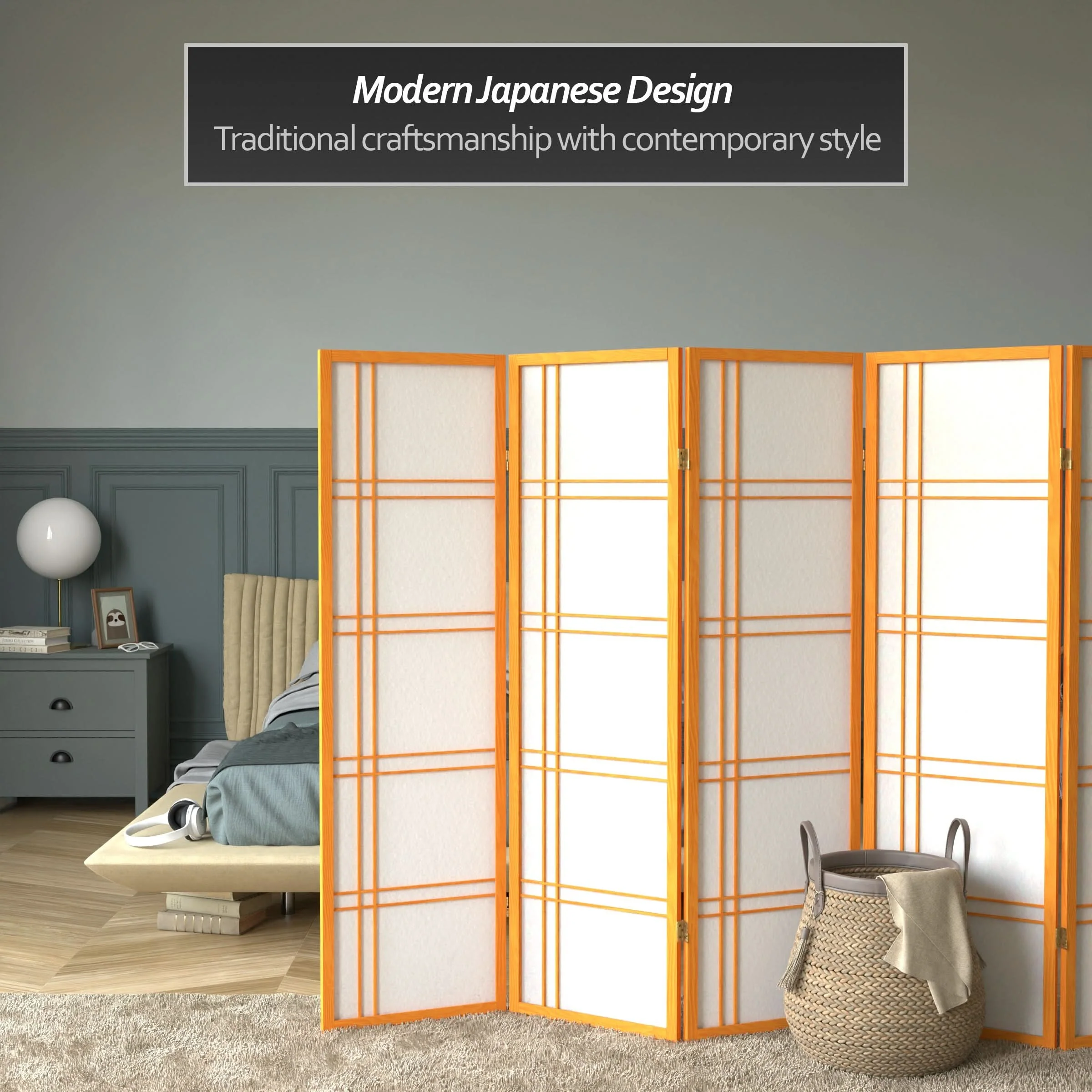 5 ft. Tall Double Cross Shoji Screen - Image 31