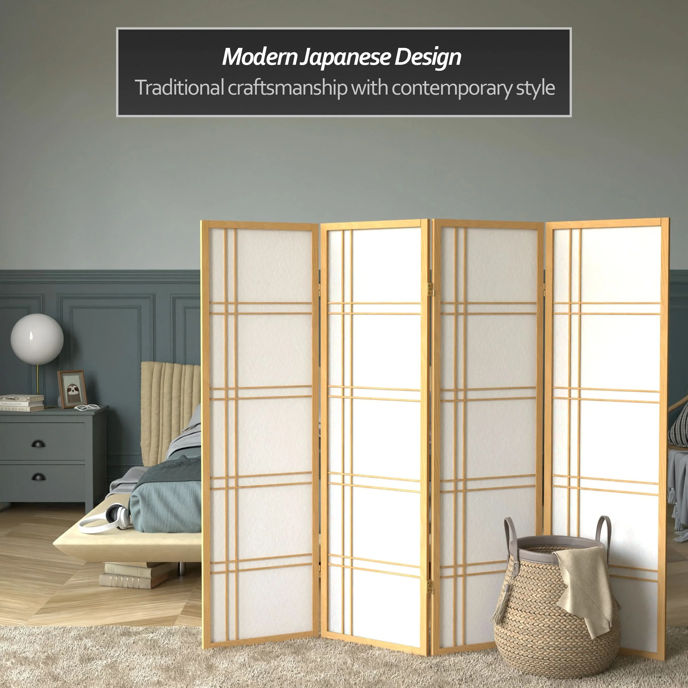 5 ft. Tall Double Cross Shoji Screen - Image 34