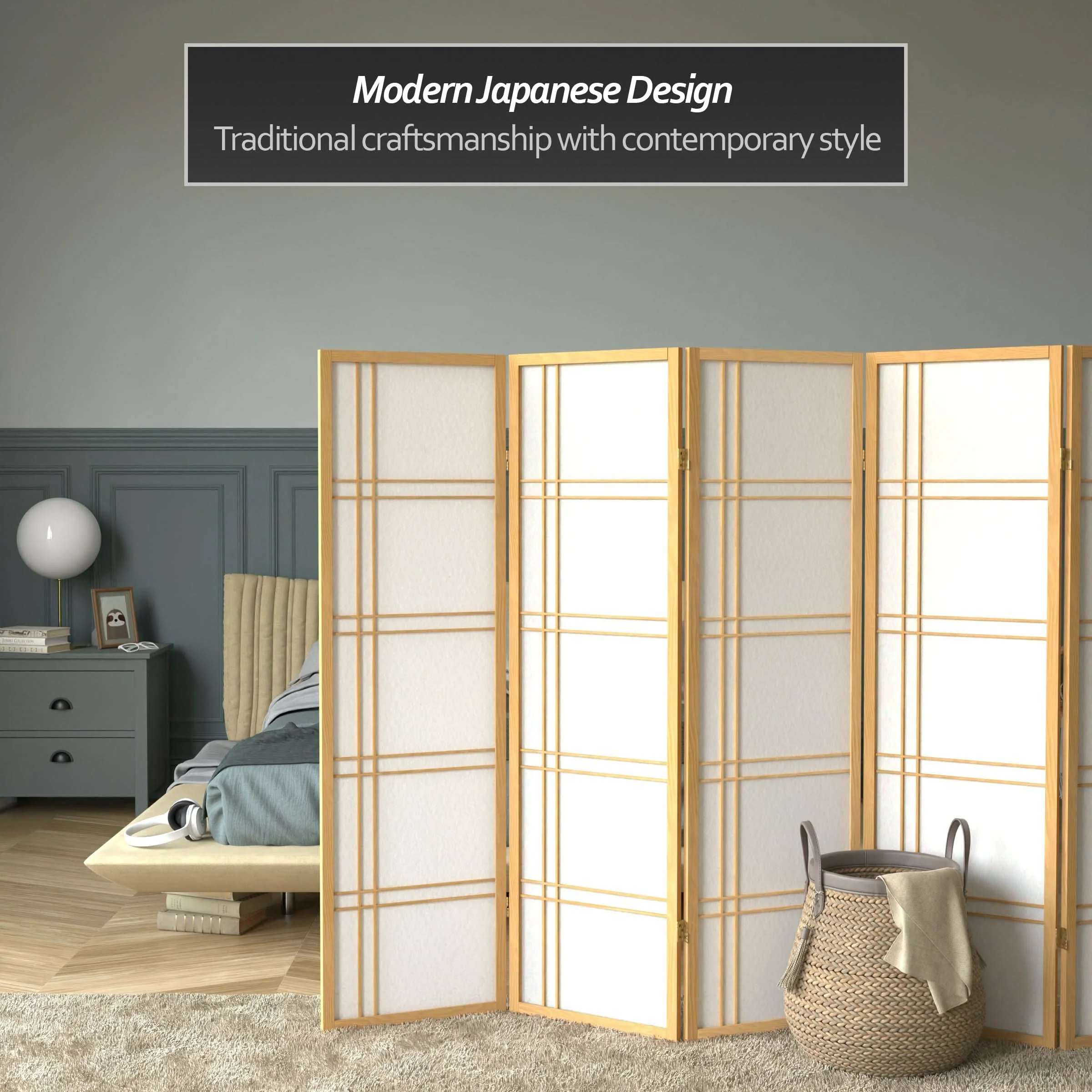 5 ft. Tall Double Cross Shoji Screen - Image 36