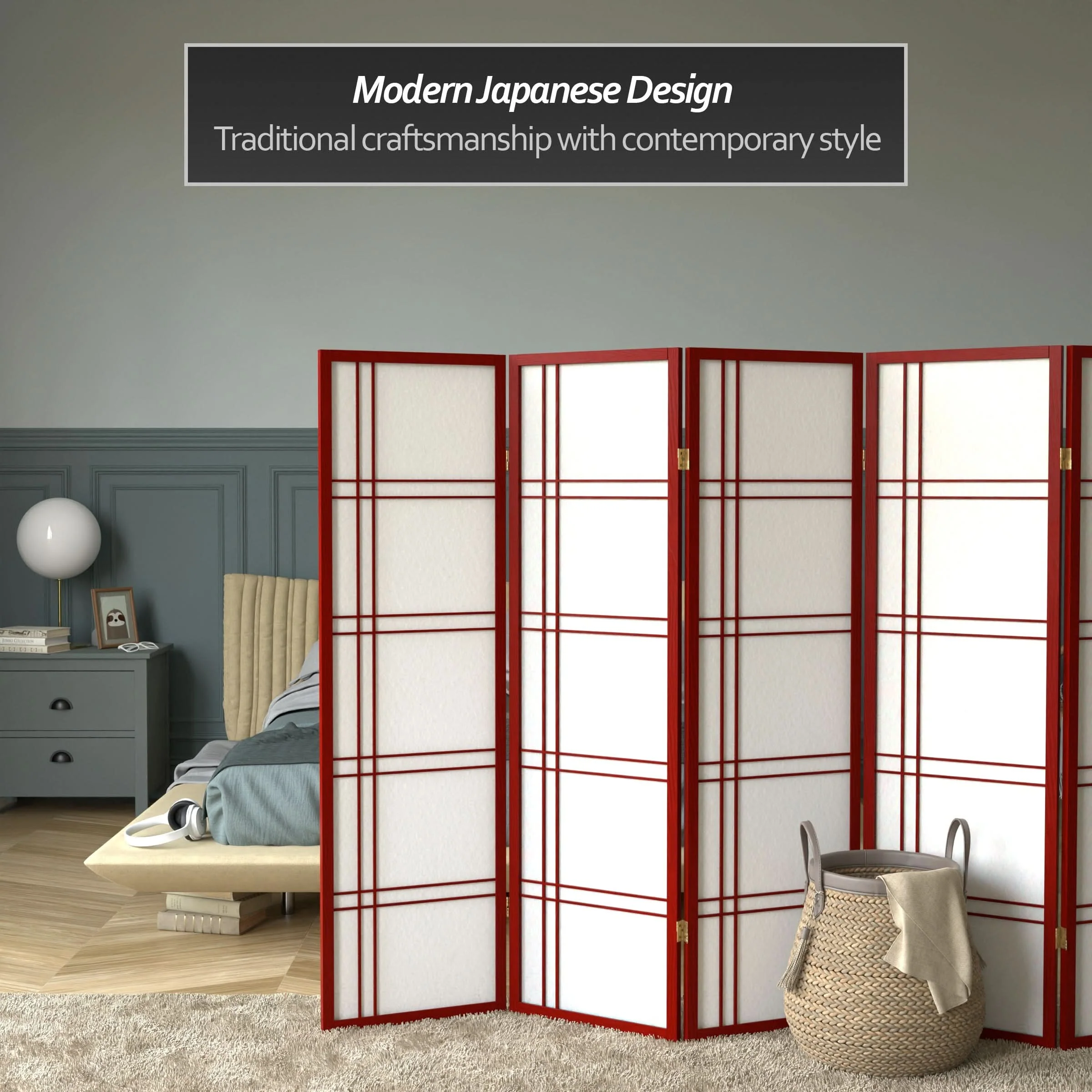 5 ft. Tall Double Cross Shoji Screen - Image 40