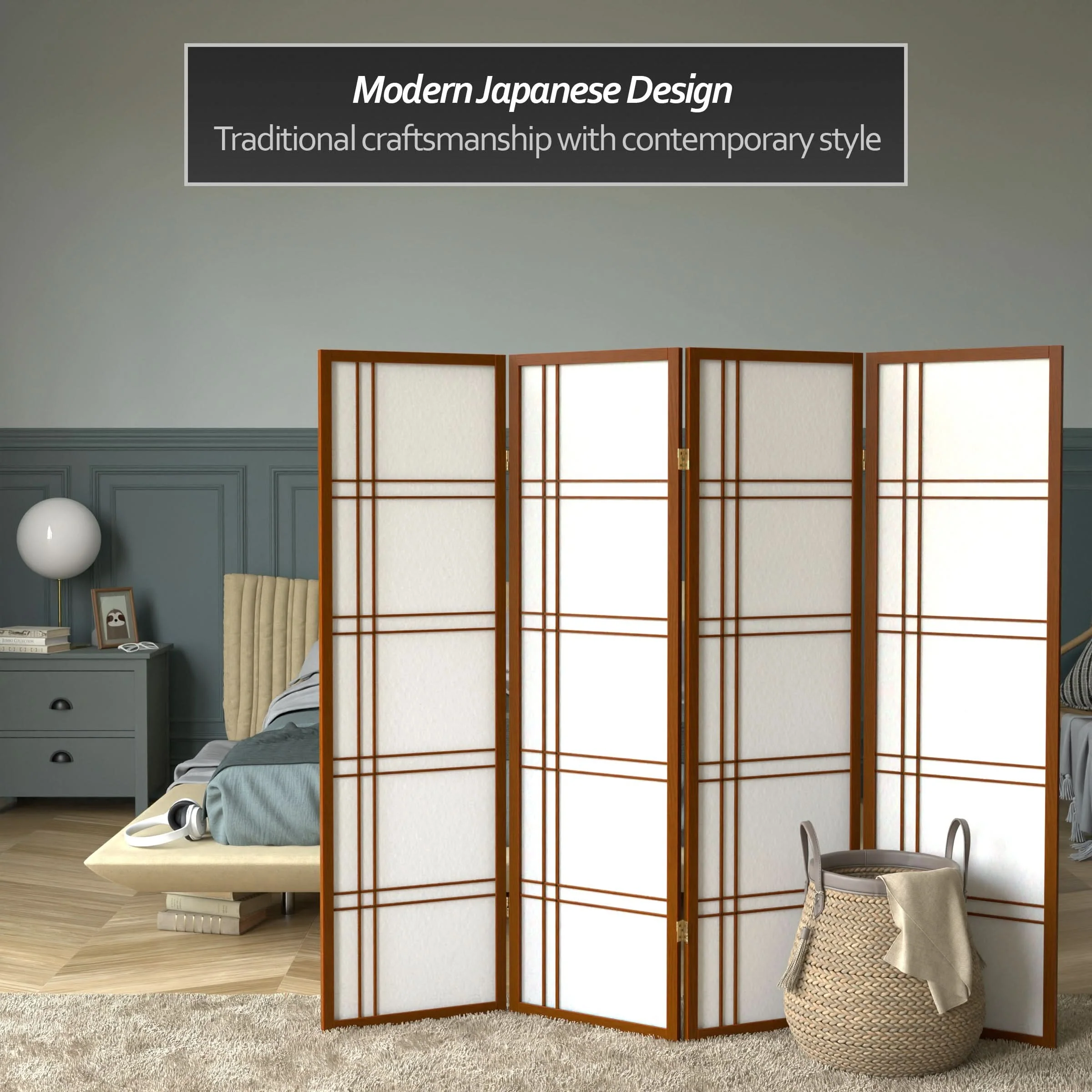 5 ft. Tall Double Cross Shoji Screen - Image 42