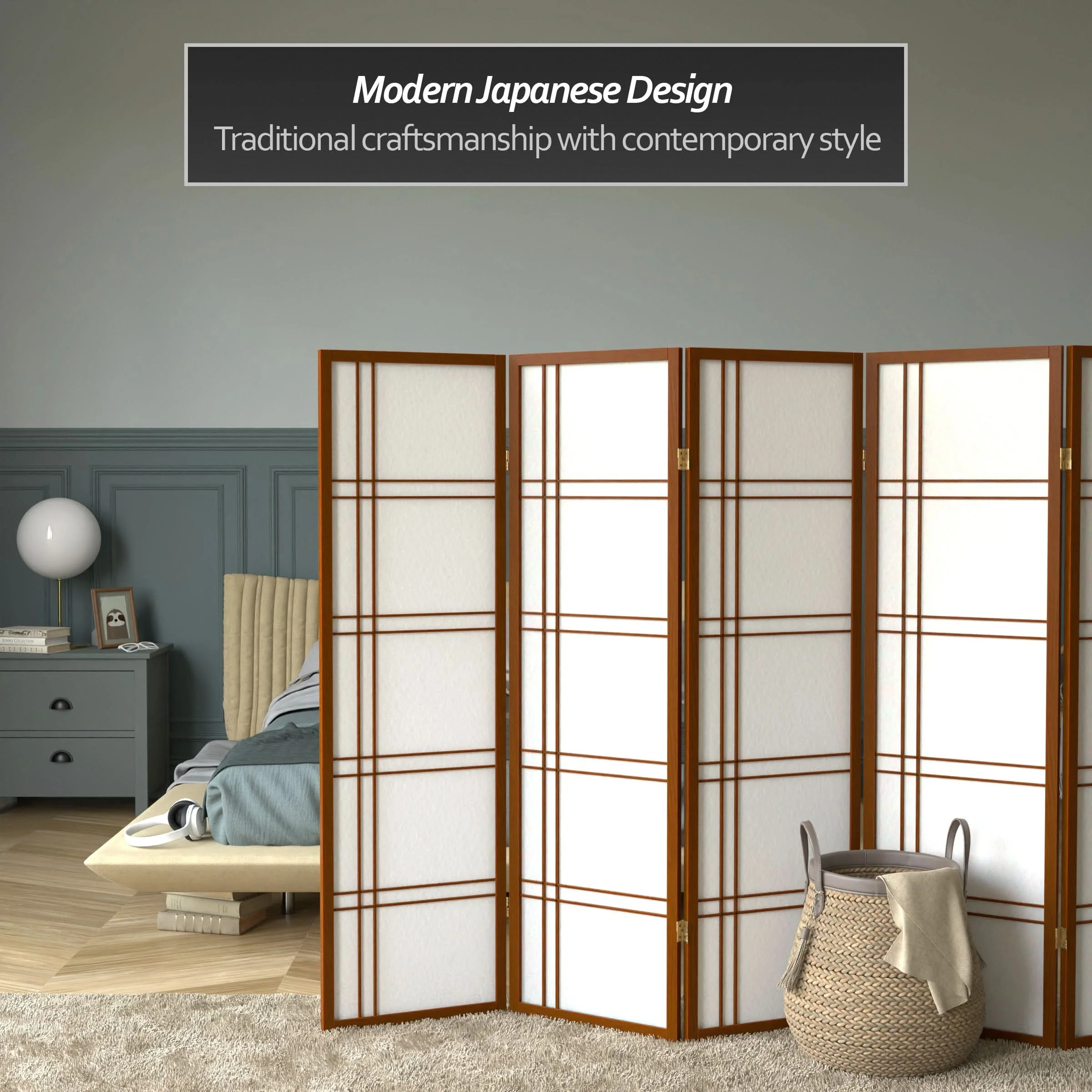 5 ft. Tall Double Cross Shoji Screen - Image 44