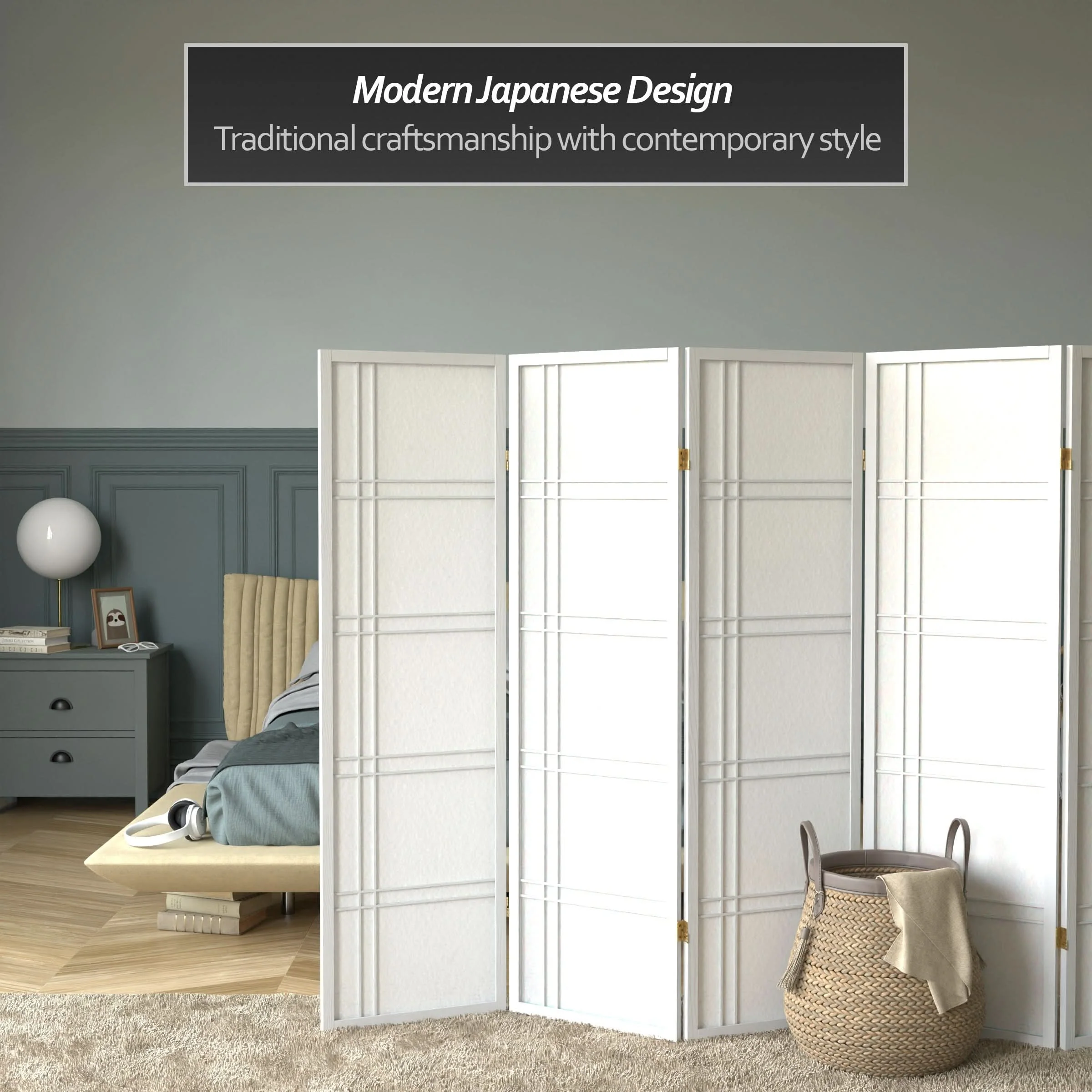 5 ft. Tall Double Cross Shoji Screen - Image 48