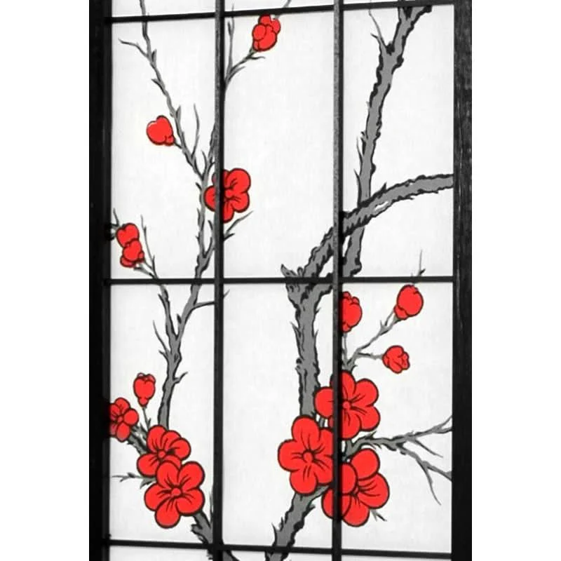 6 ft. Tall Cherry Blossom Shoji Screen 3 Panel - Image 3