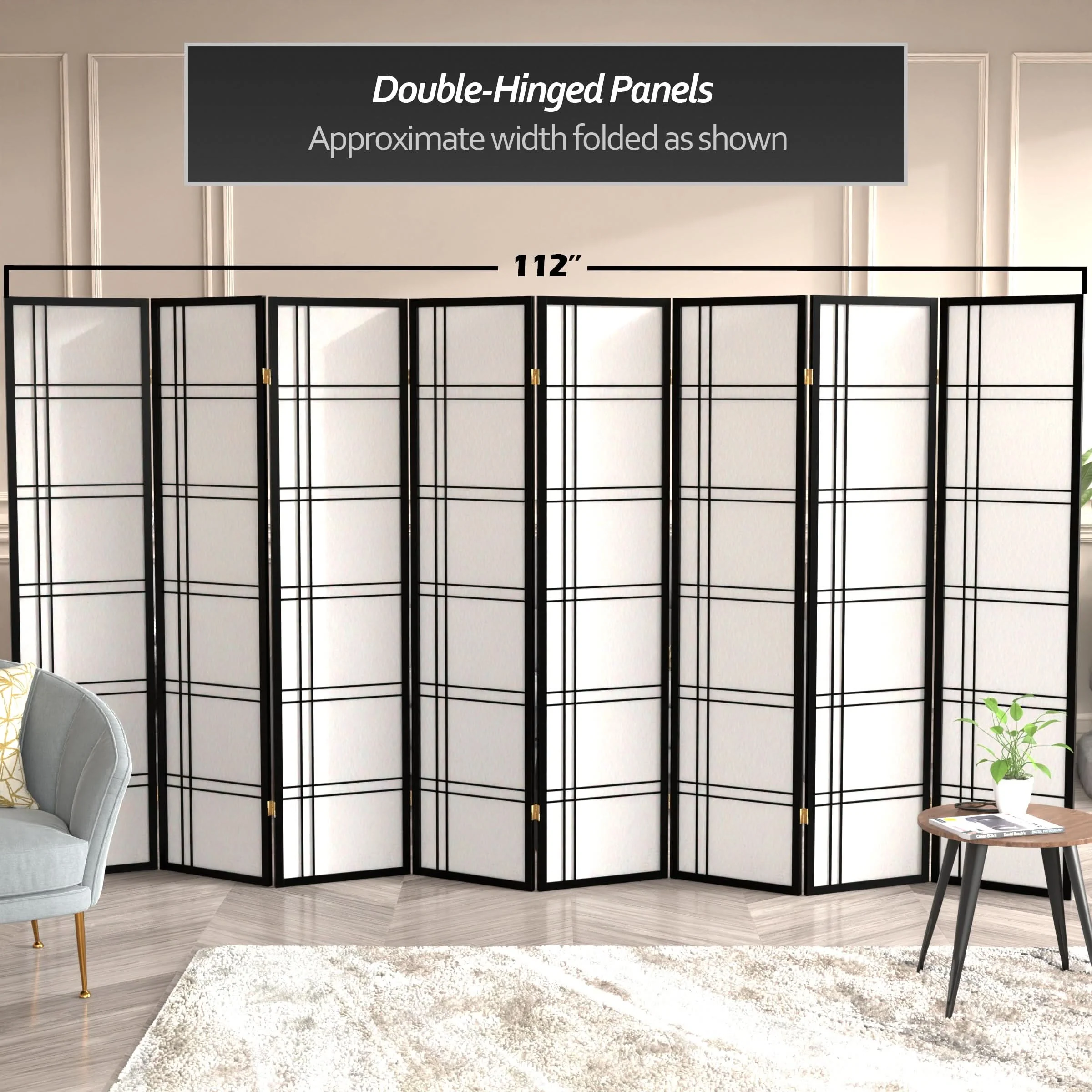 6 ft. Tall Double Cross Shoji Screen - Image 173