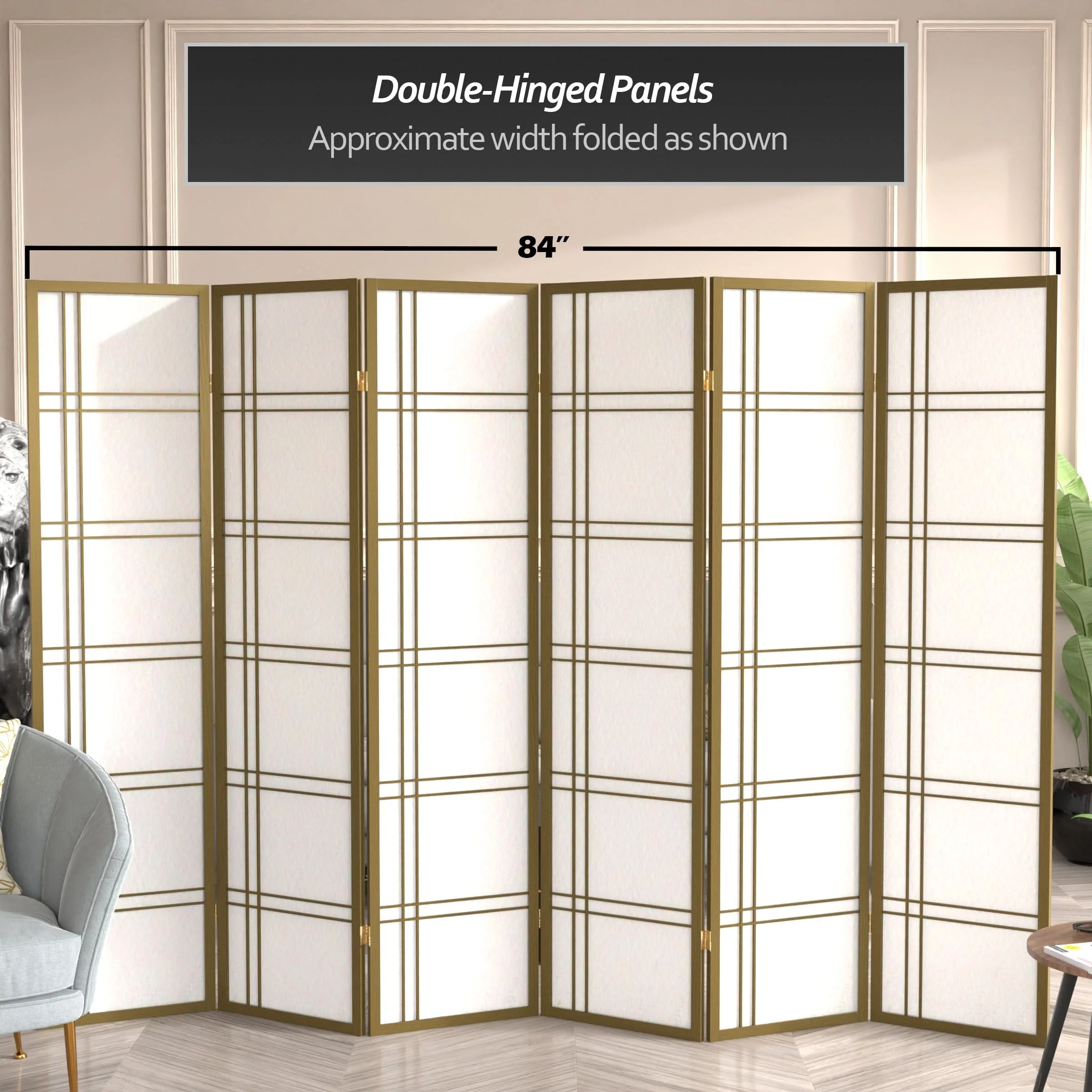 6 ft. Tall Double Cross Shoji Screen - Image 177