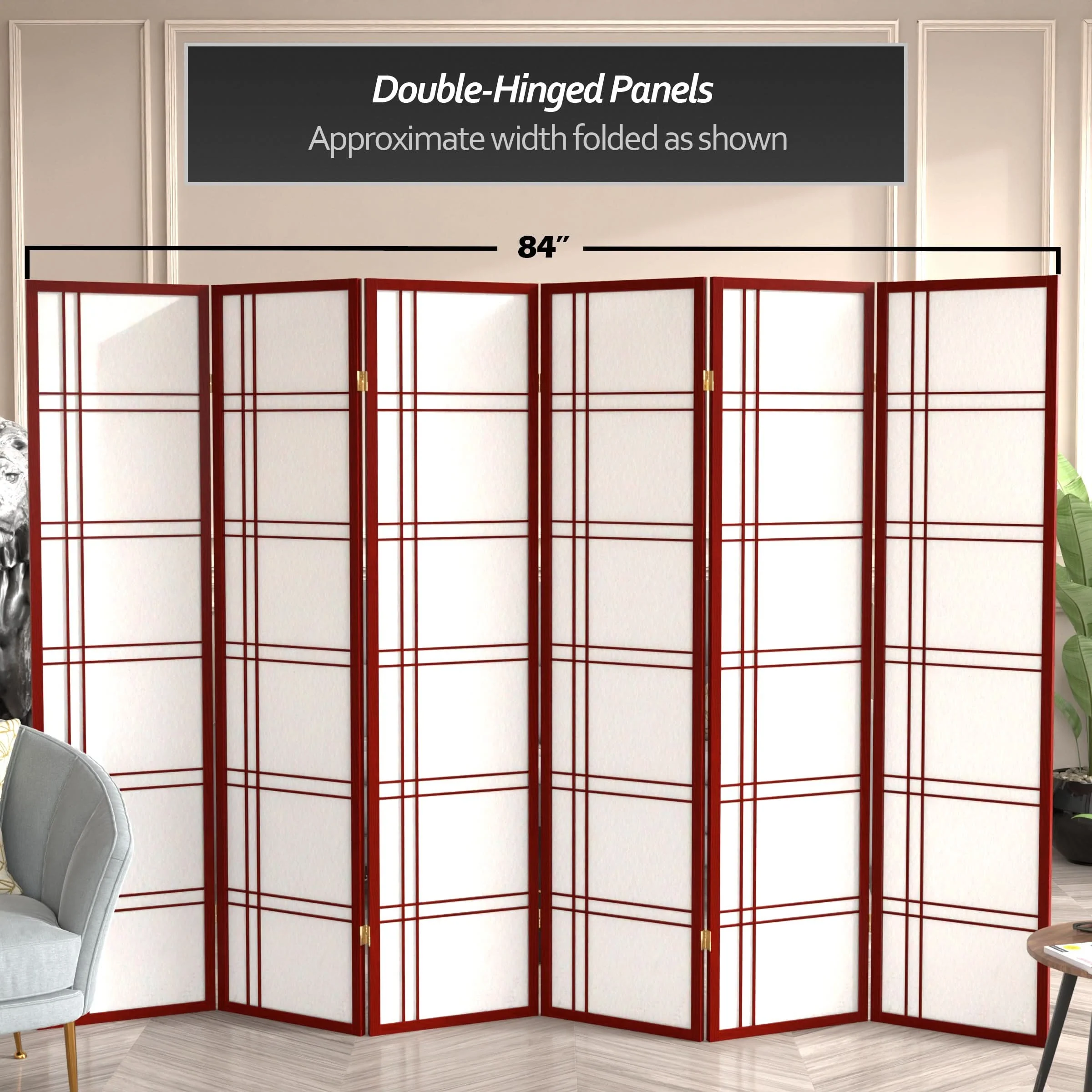 6 ft. Tall Double Cross Shoji Screen - Image 199