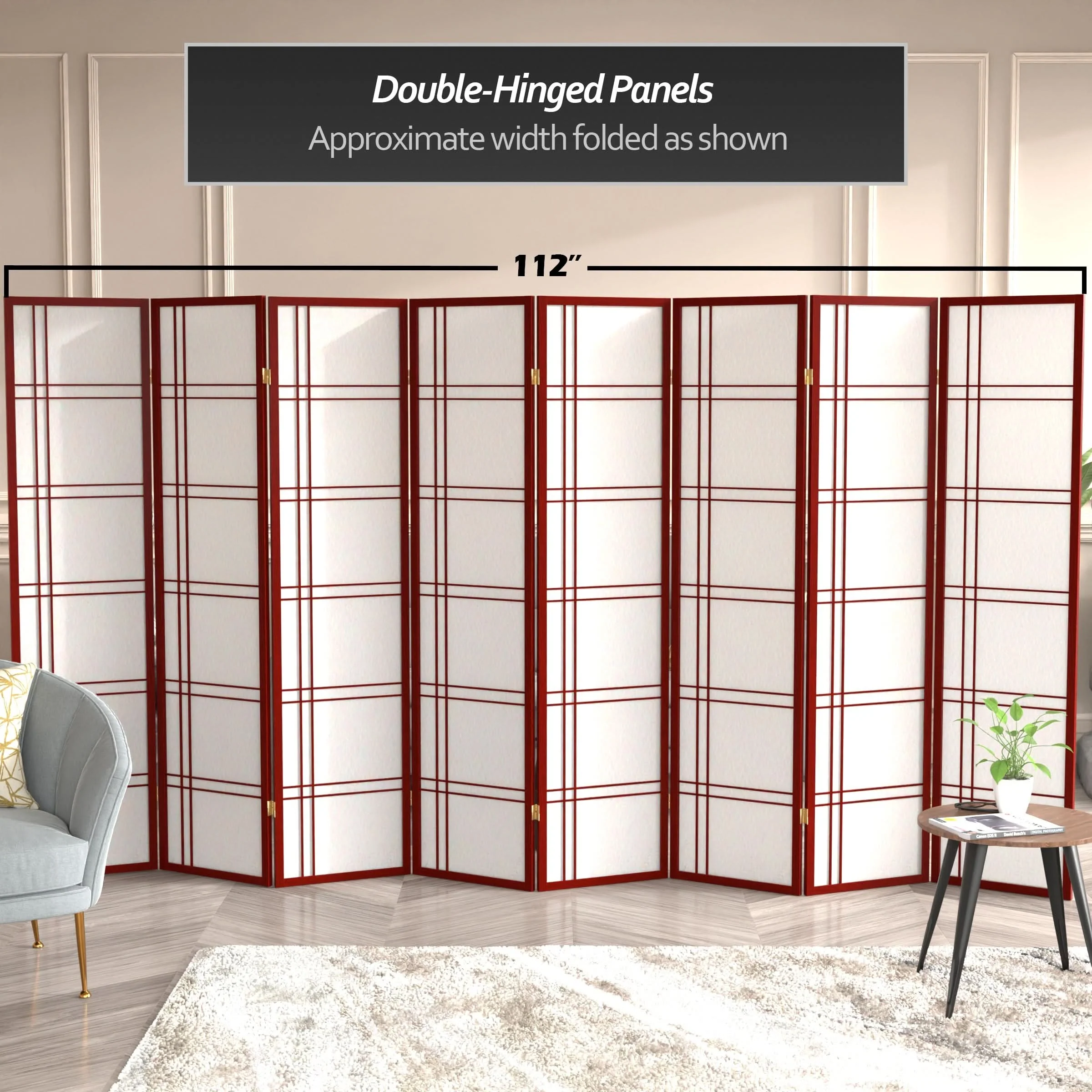 6 ft. Tall Double Cross Shoji Screen - Image 200