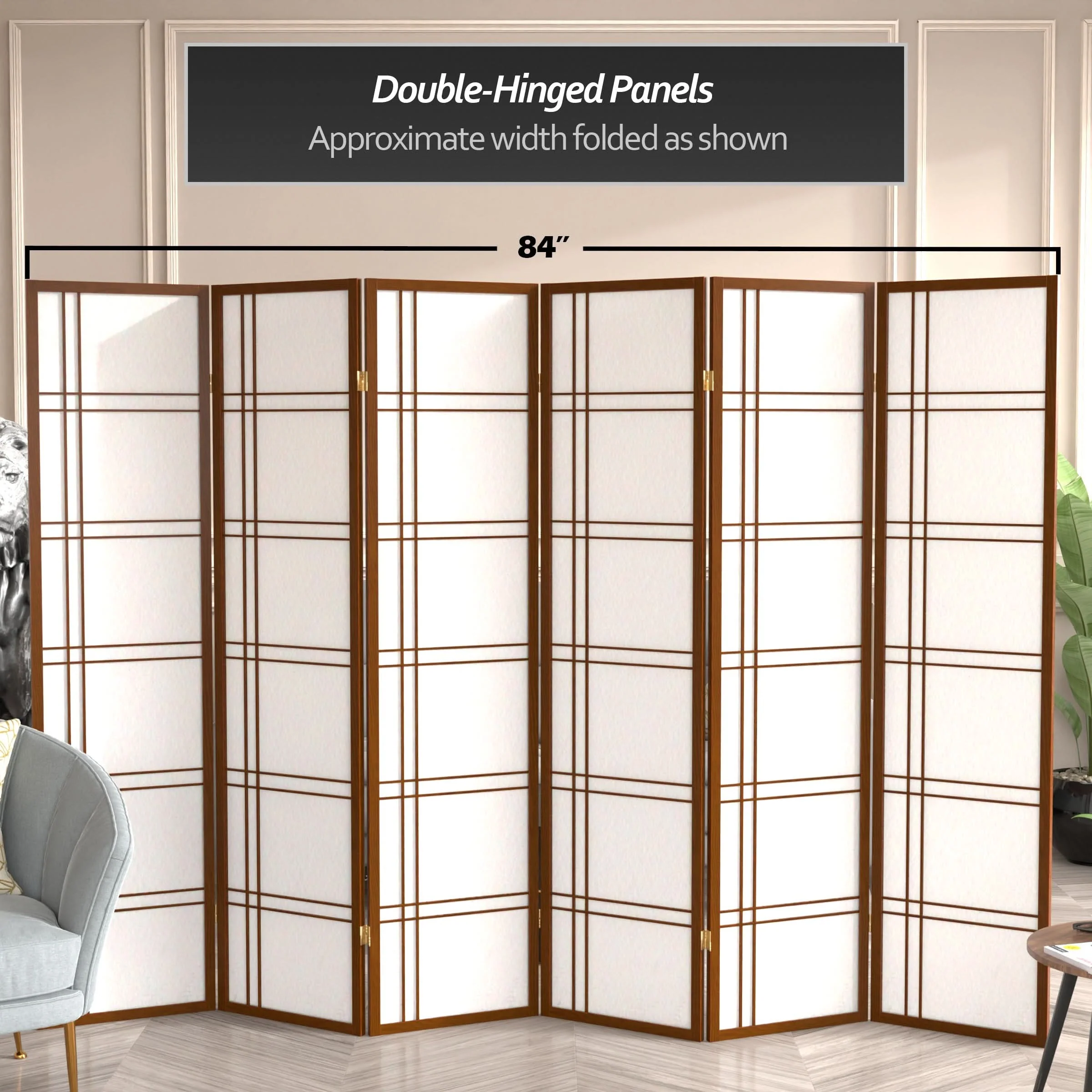 6 ft. Tall Double Cross Shoji Screen - Image 204