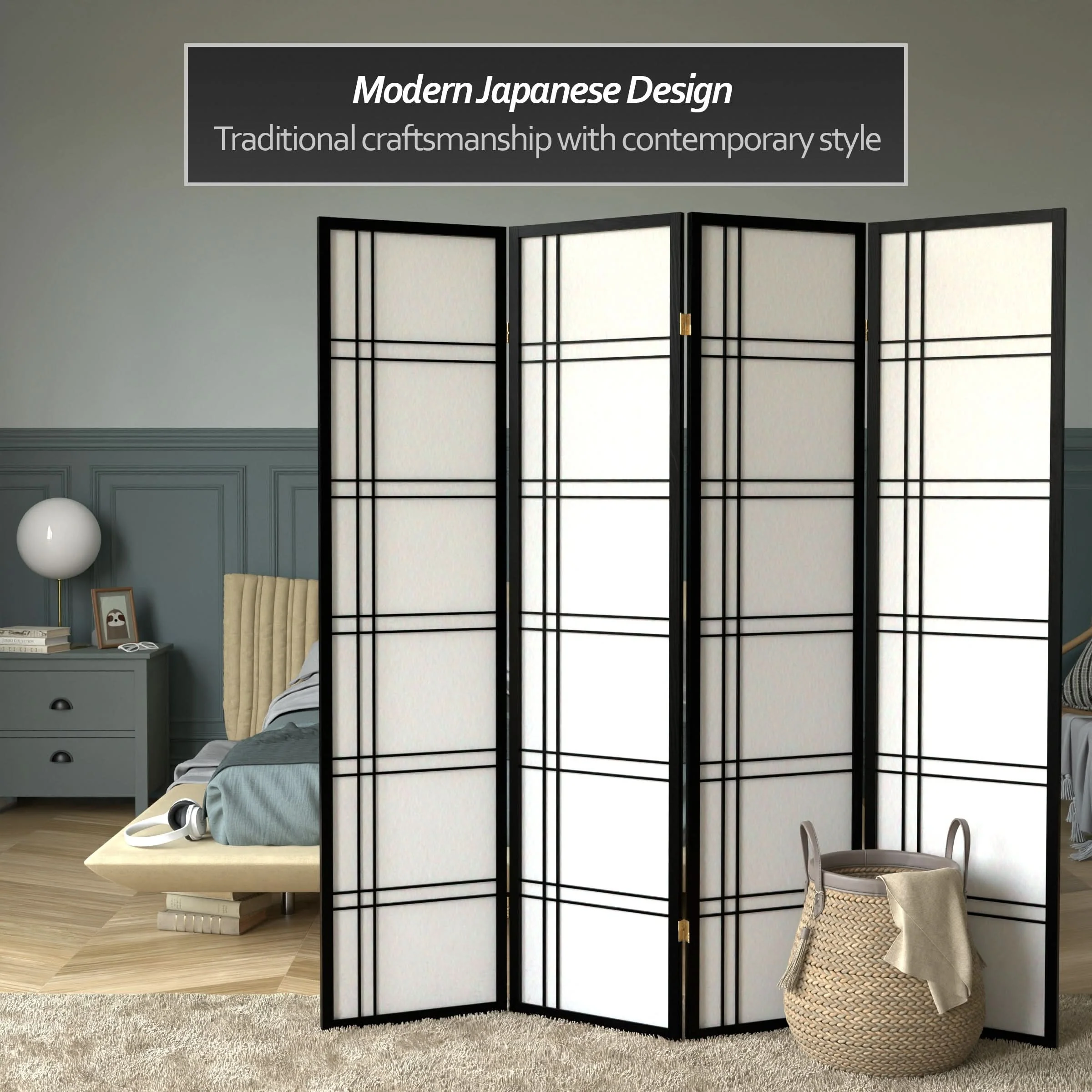 6 ft. Tall Double Cross Shoji Screen - Image 44