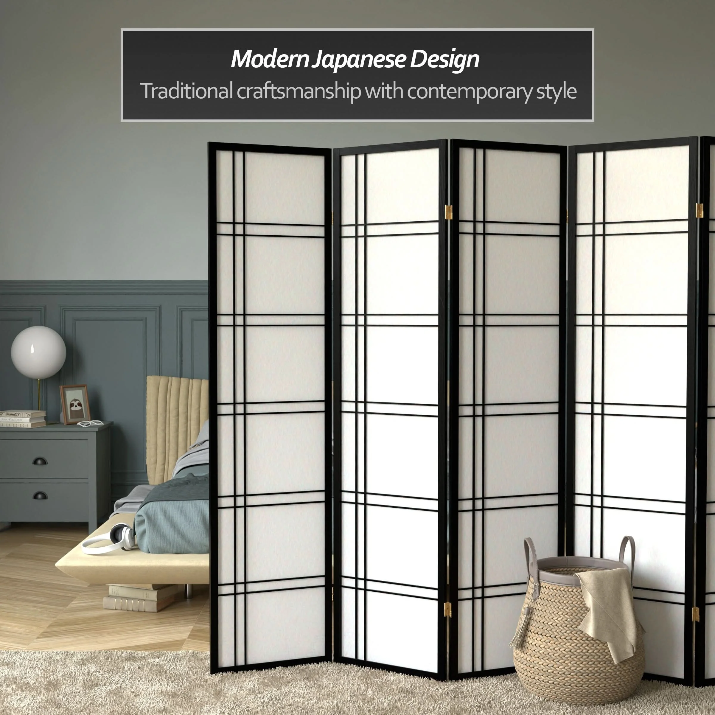 6 ft. Tall Double Cross Shoji Screen - Image 45