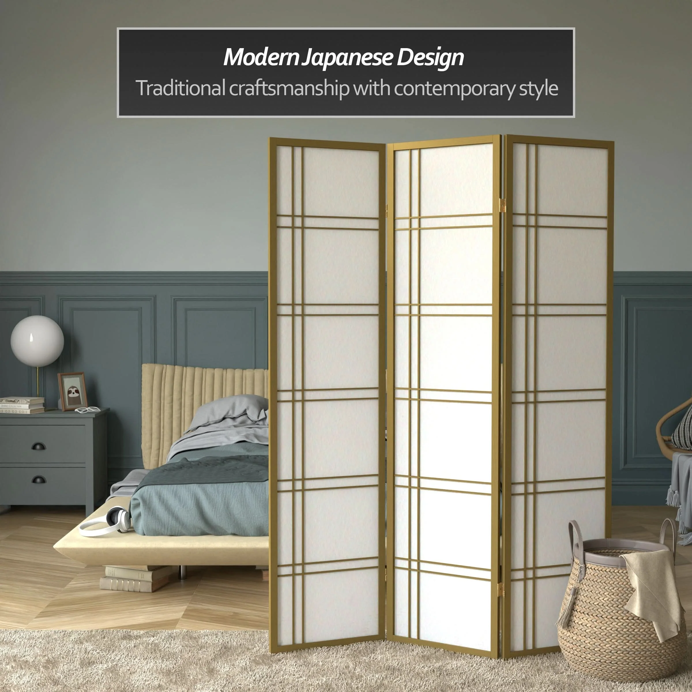 6 ft. Tall Double Cross Shoji Screen - Image 48