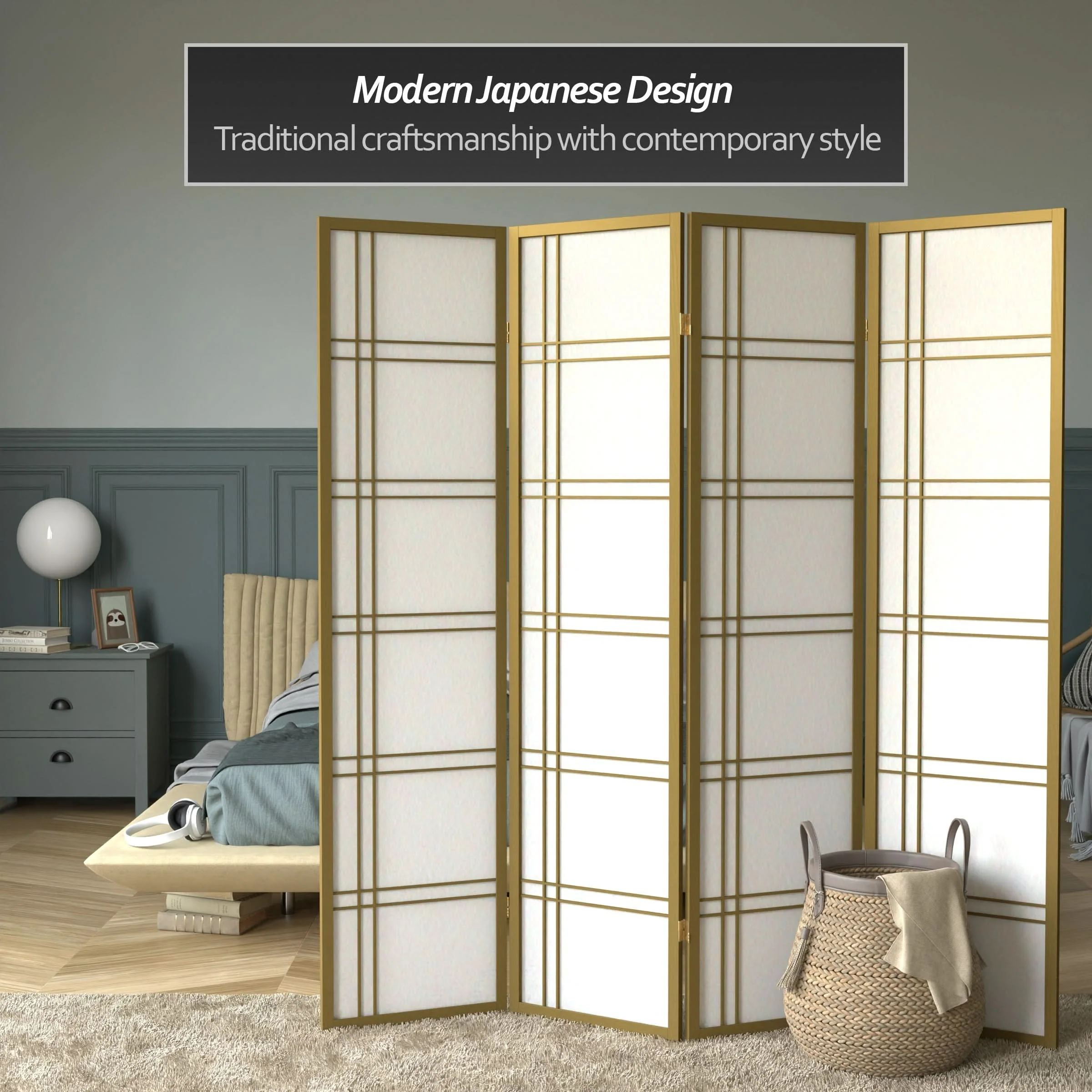 6 ft. Tall Double Cross Shoji Screen - Image 49