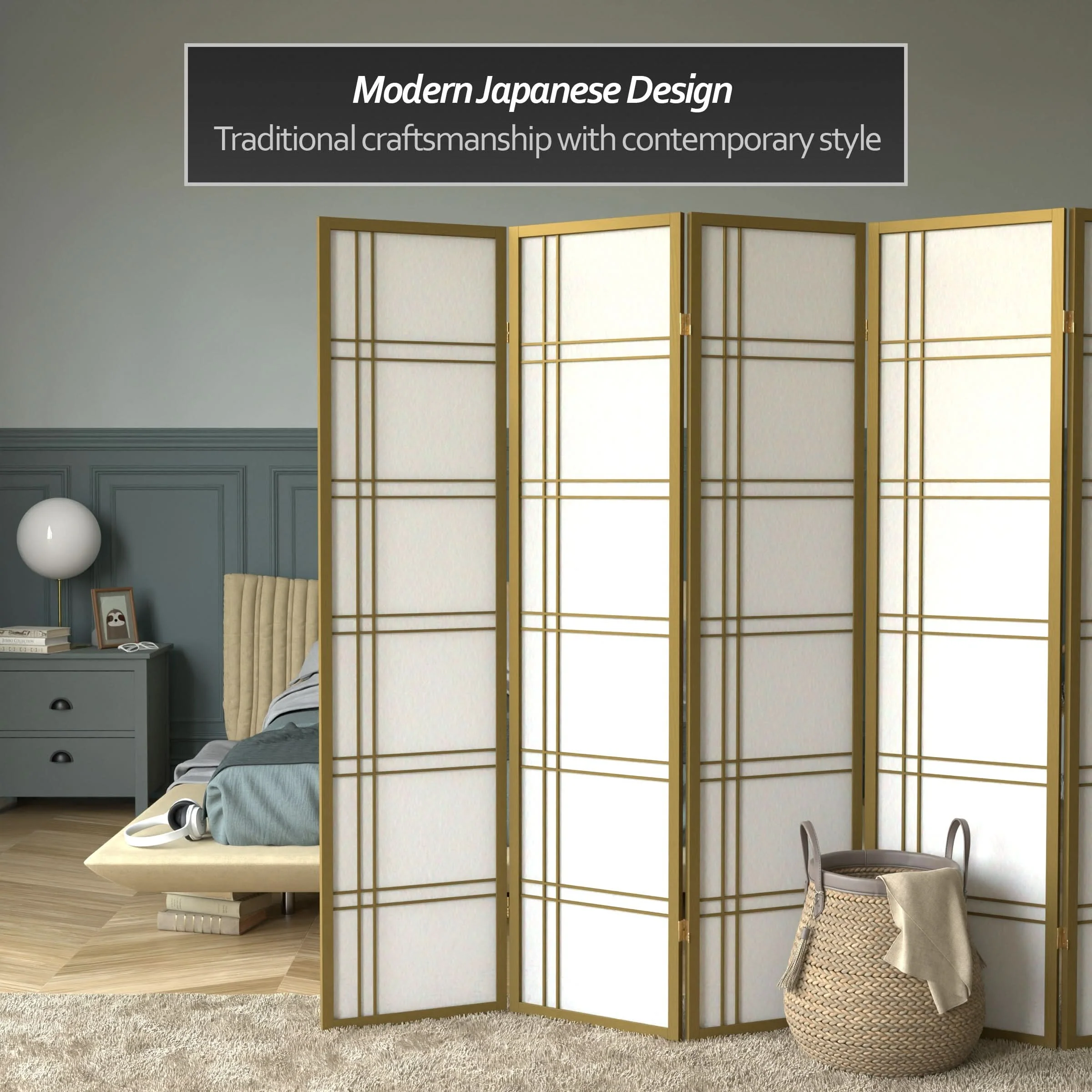6 ft. Tall Double Cross Shoji Screen - Image 51