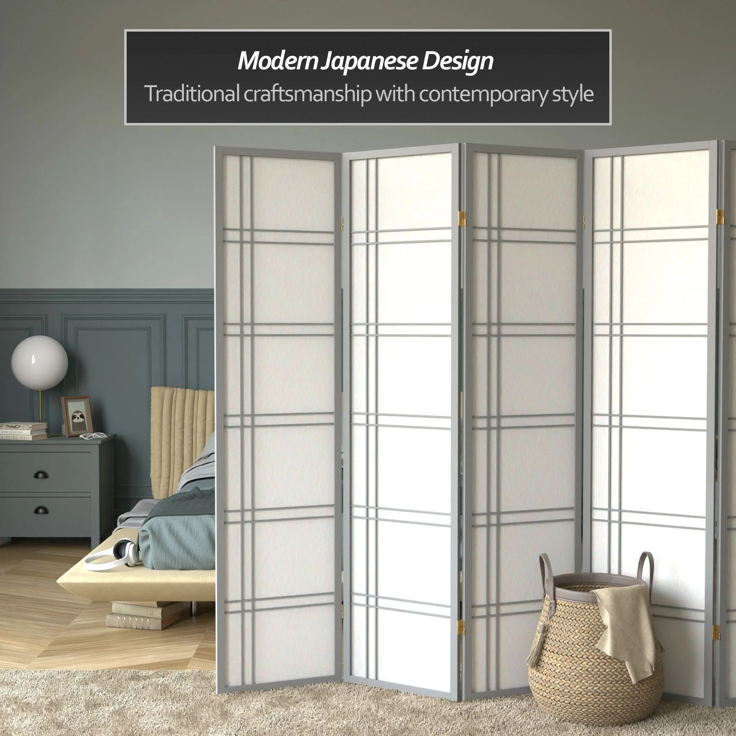 6 ft. Tall Double Cross Shoji Screen - Image 54
