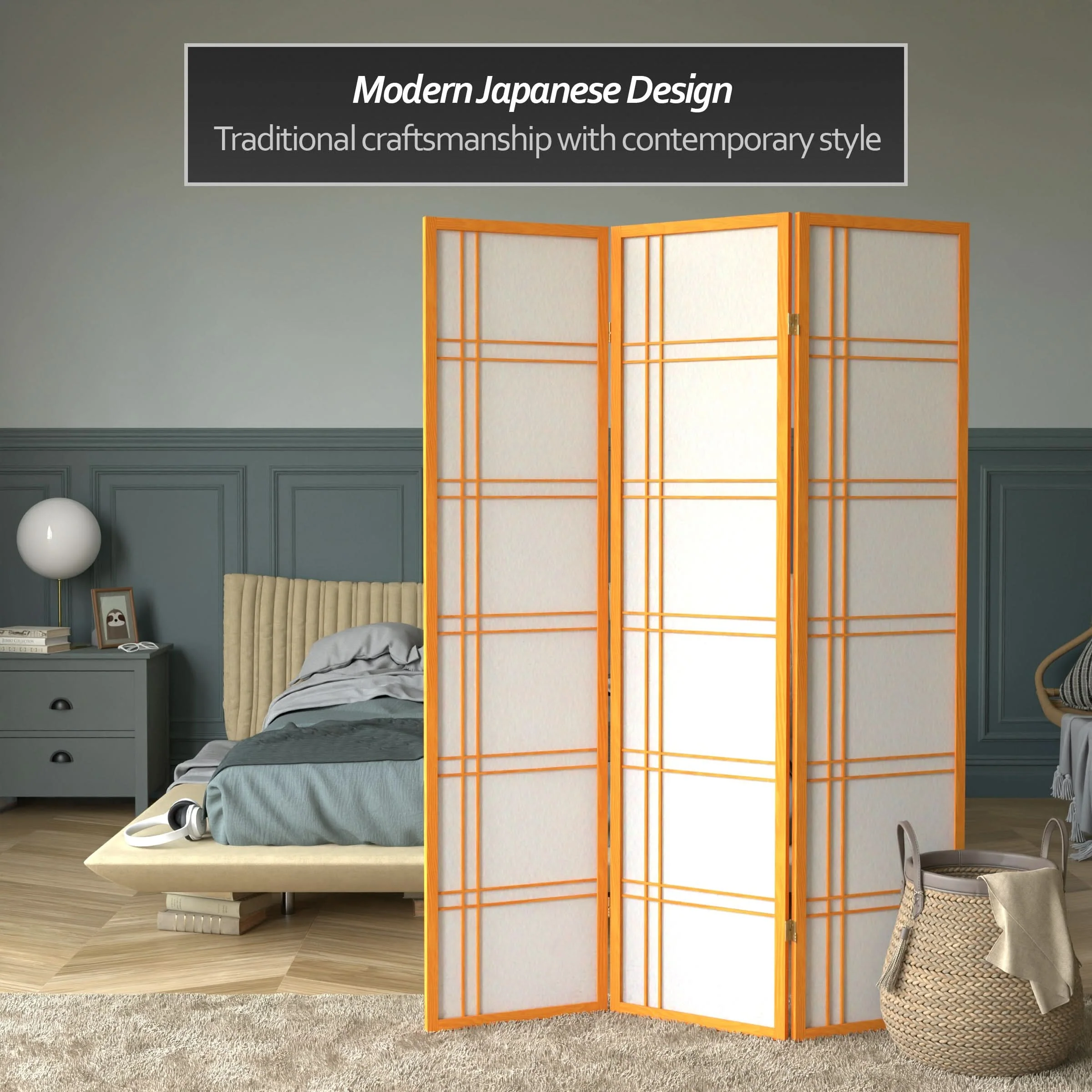 6 ft. Tall Double Cross Shoji Screen - Image 56