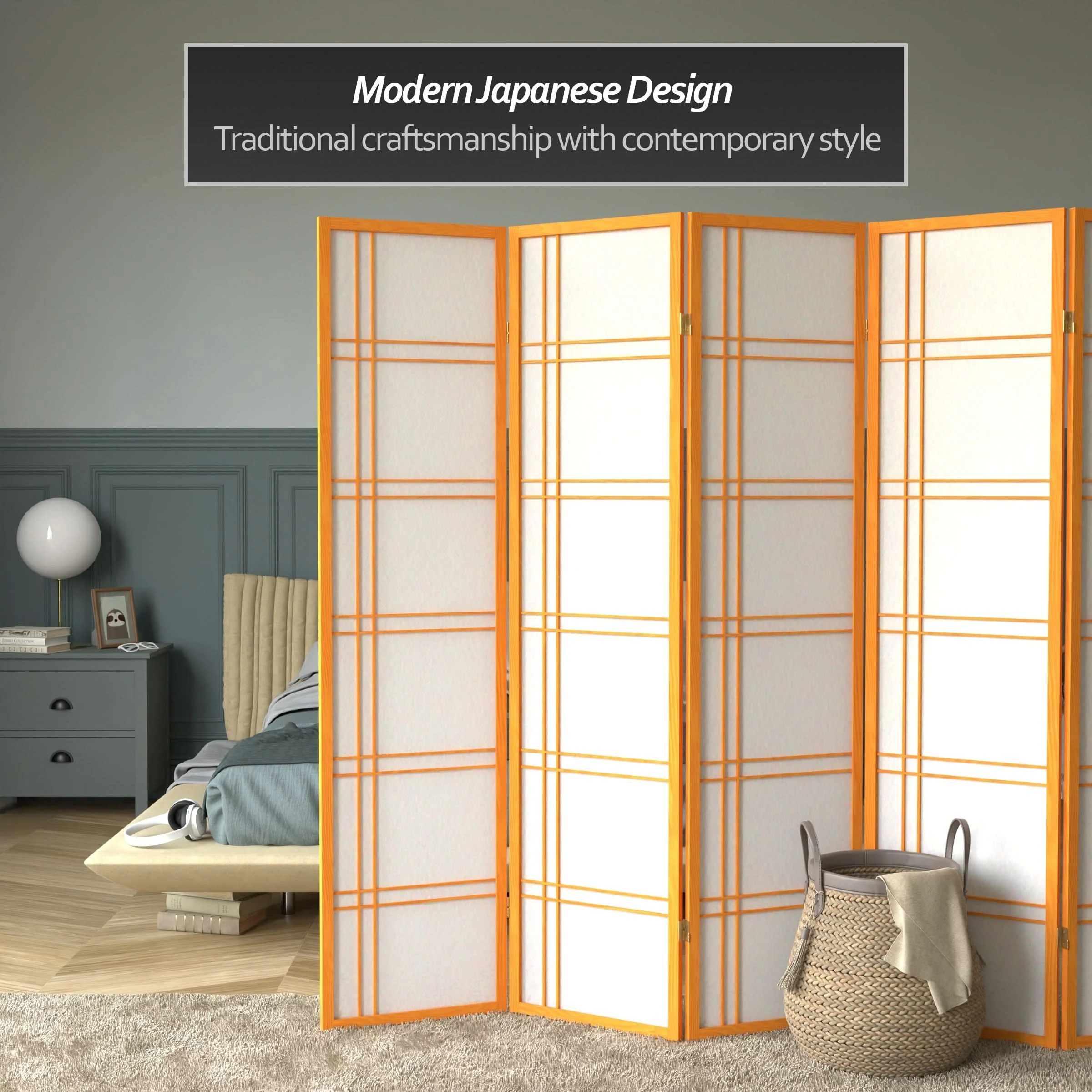 6 ft. Tall Double Cross Shoji Screen - Image 58
