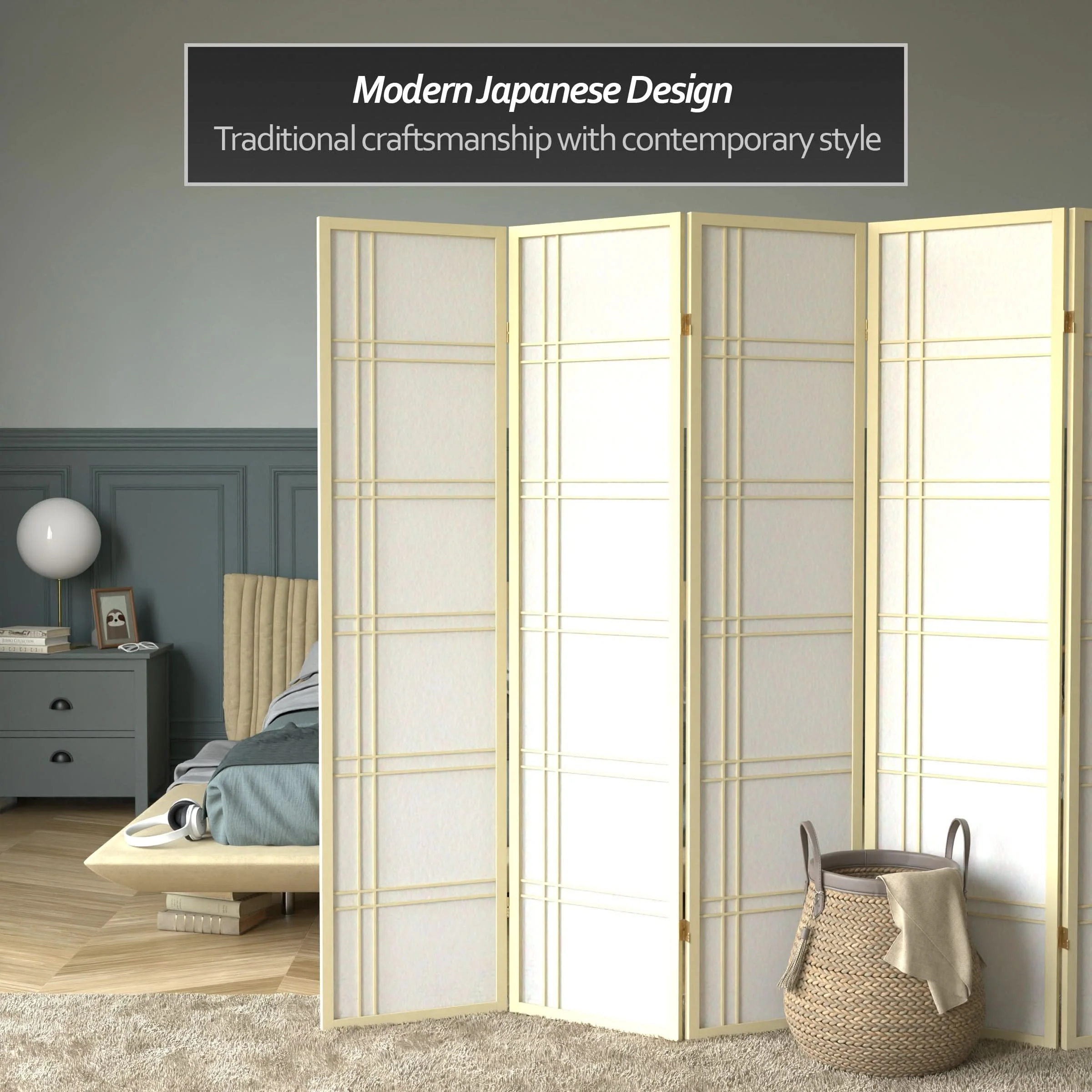 6 ft. Tall Double Cross Shoji Screen - Image 64