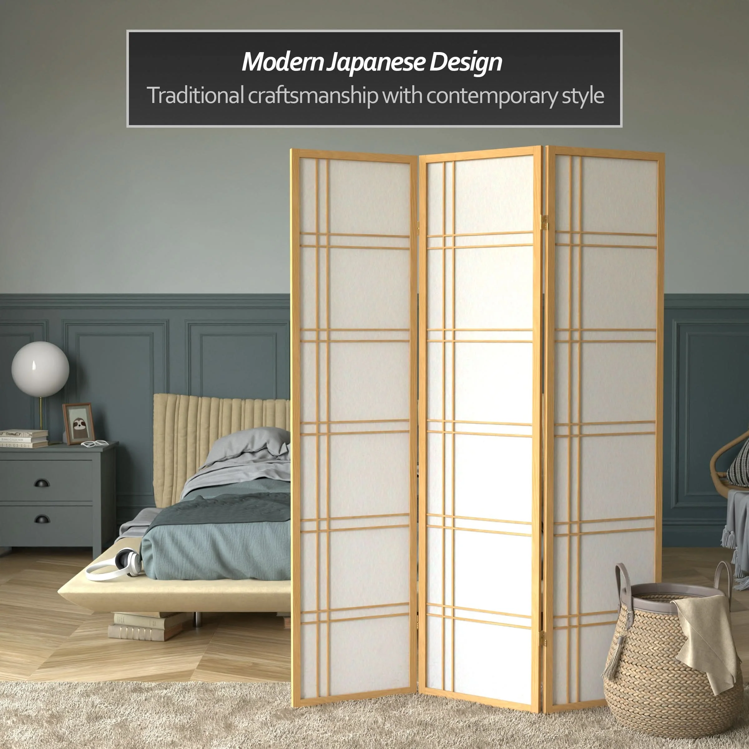 6 ft. Tall Double Cross Shoji Screen - Image 65