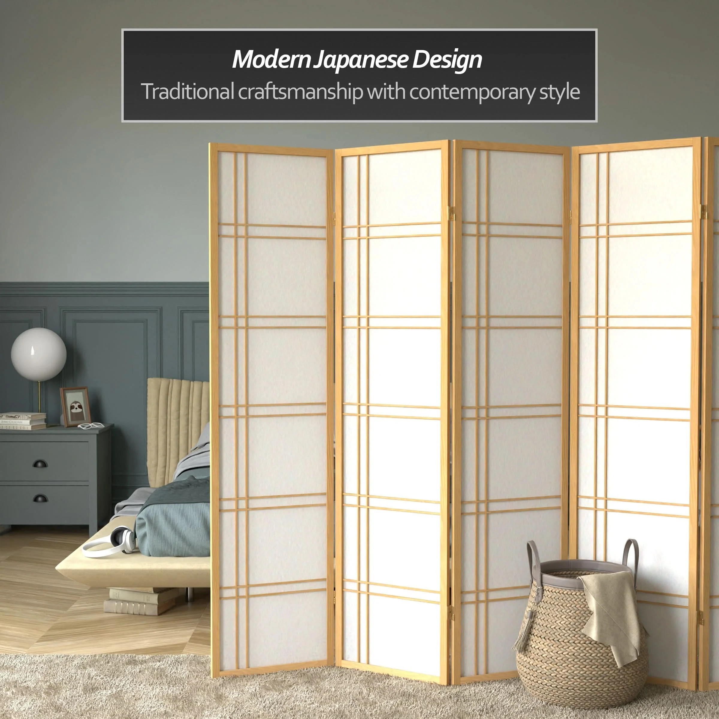 6 ft. Tall Double Cross Shoji Screen - Image 69