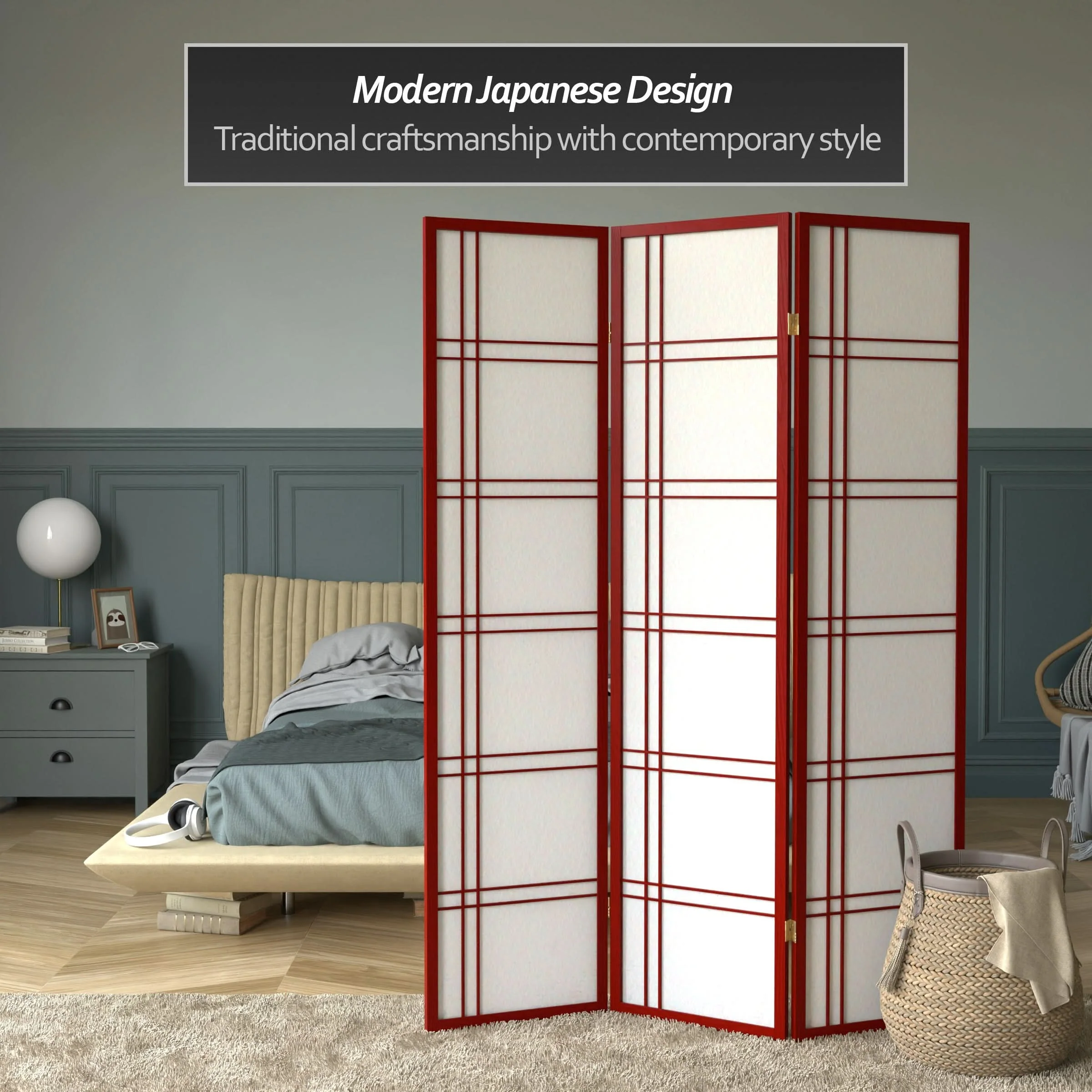 6 ft. Tall Double Cross Shoji Screen - Image 70