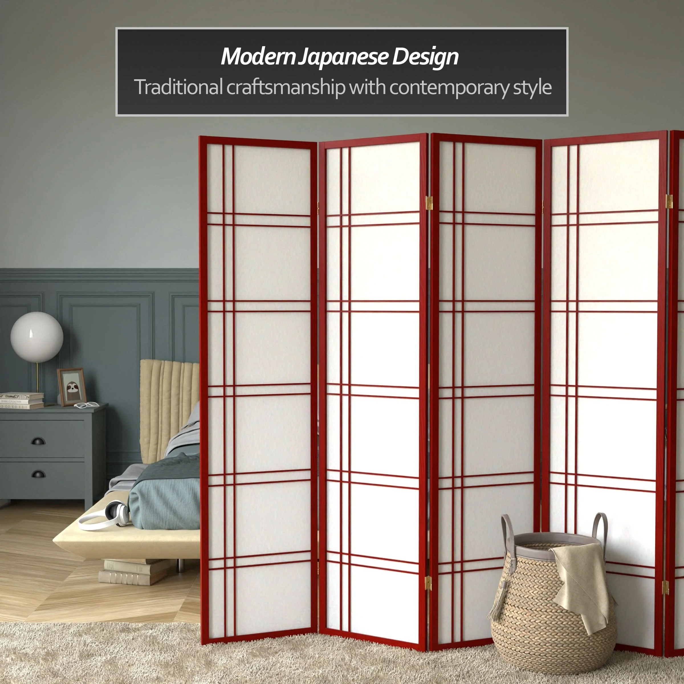 6 ft. Tall Double Cross Shoji Screen - Image 73