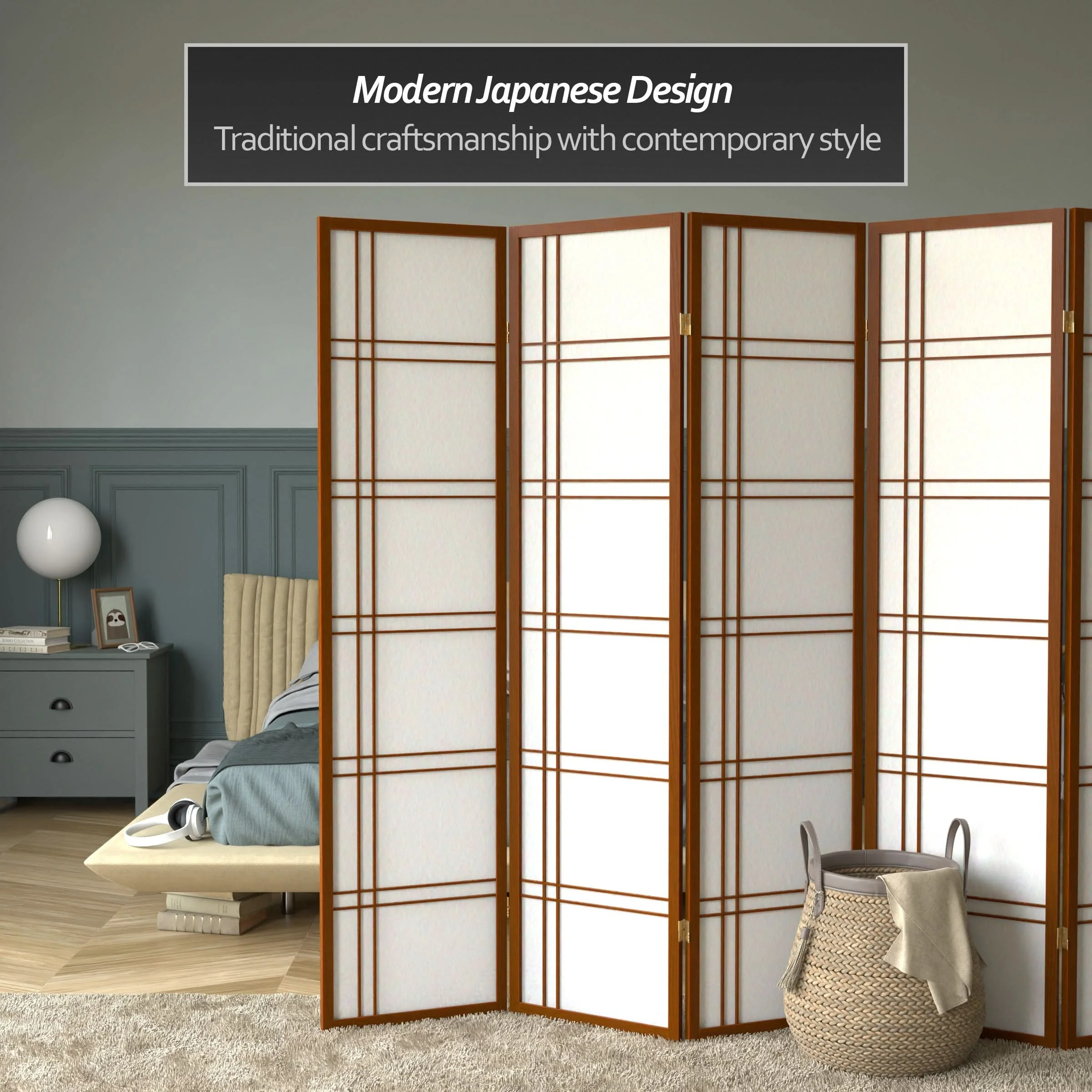 6 ft. Tall Double Cross Shoji Screen - Image 78