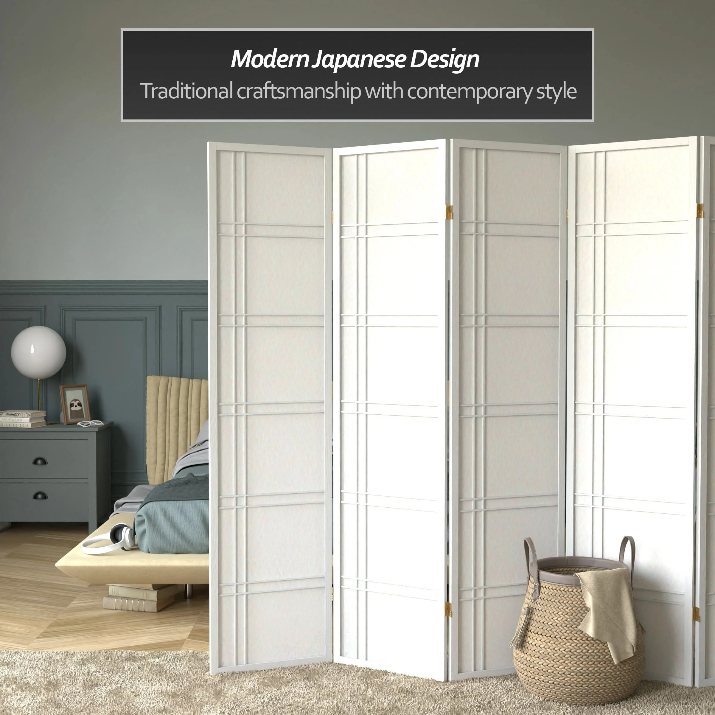 6 ft. Tall Double Cross Shoji Screen - Image 82