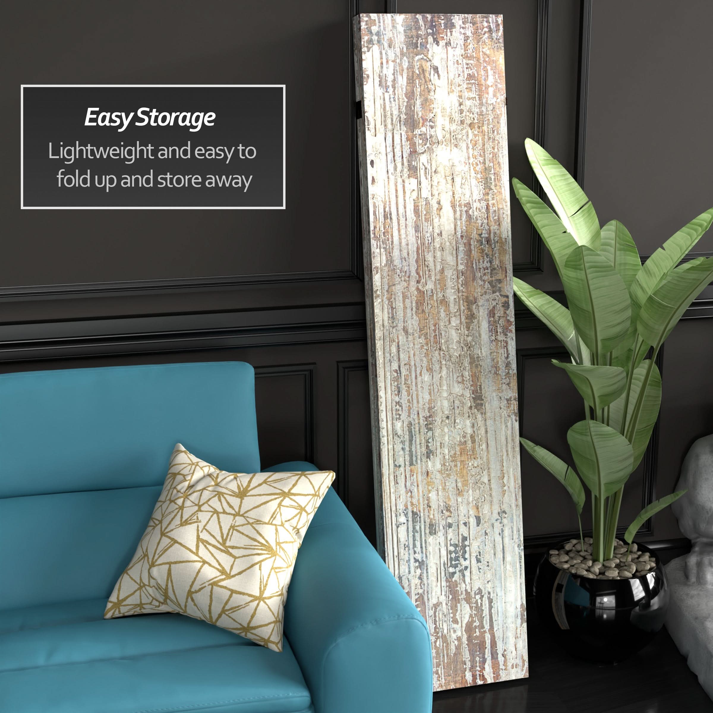 6 ft. Tall Double Sided Aspen Rain Canvas Room Divider - Image 3