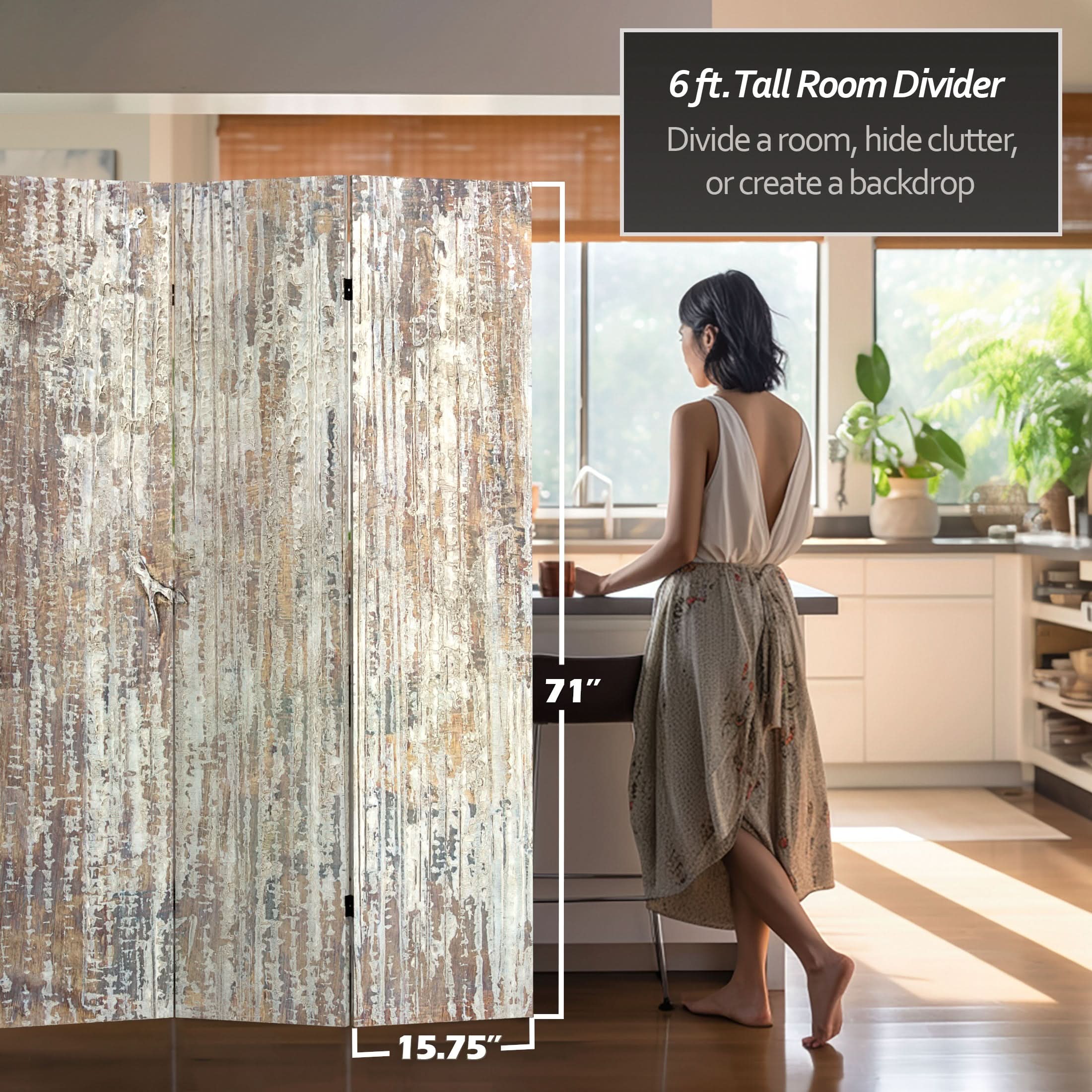 6 ft. Tall Double Sided Aspen Rain Canvas Room Divider - Image 5