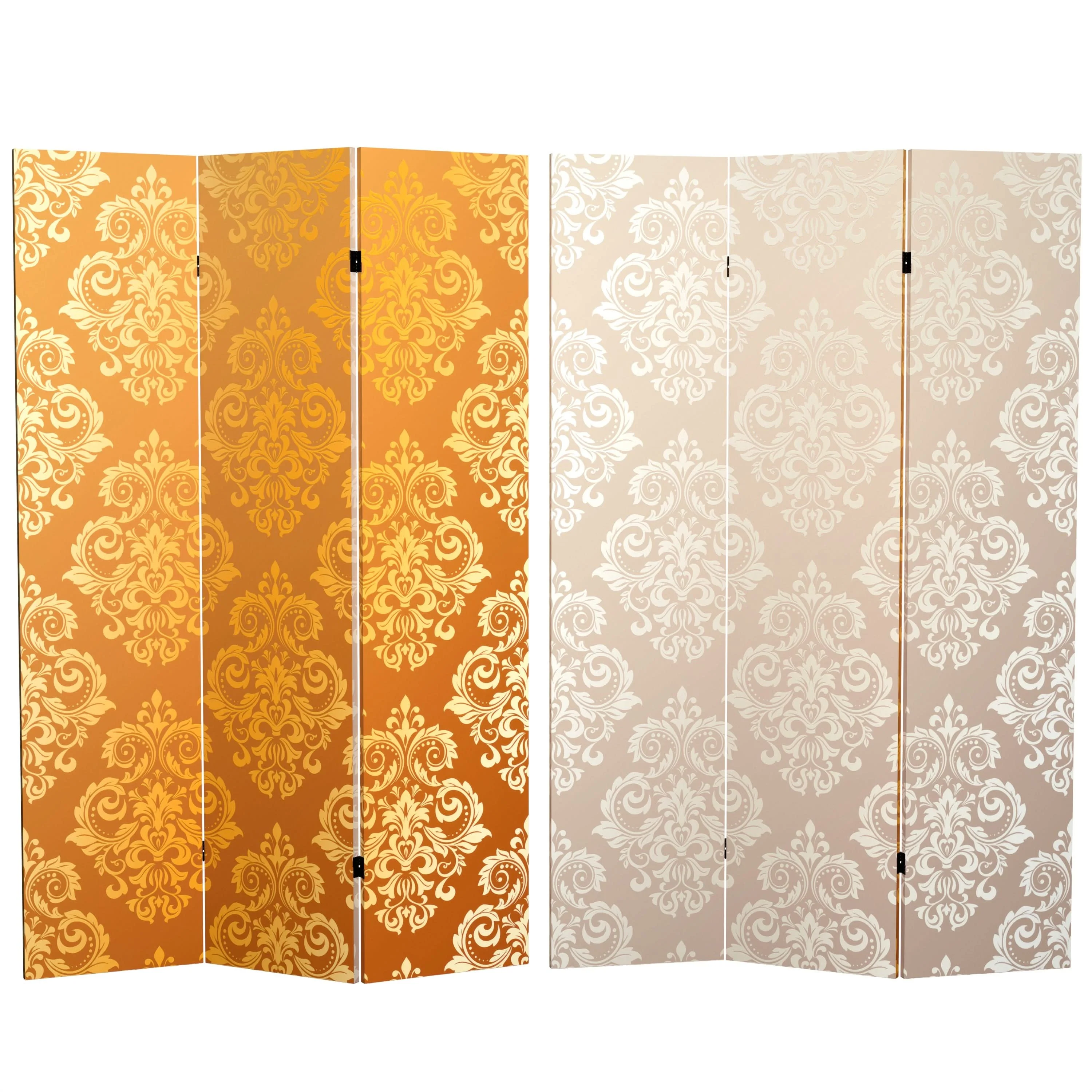 6 ft. Tall Double Sided Baroque Wallpaper Canvas Room Divider