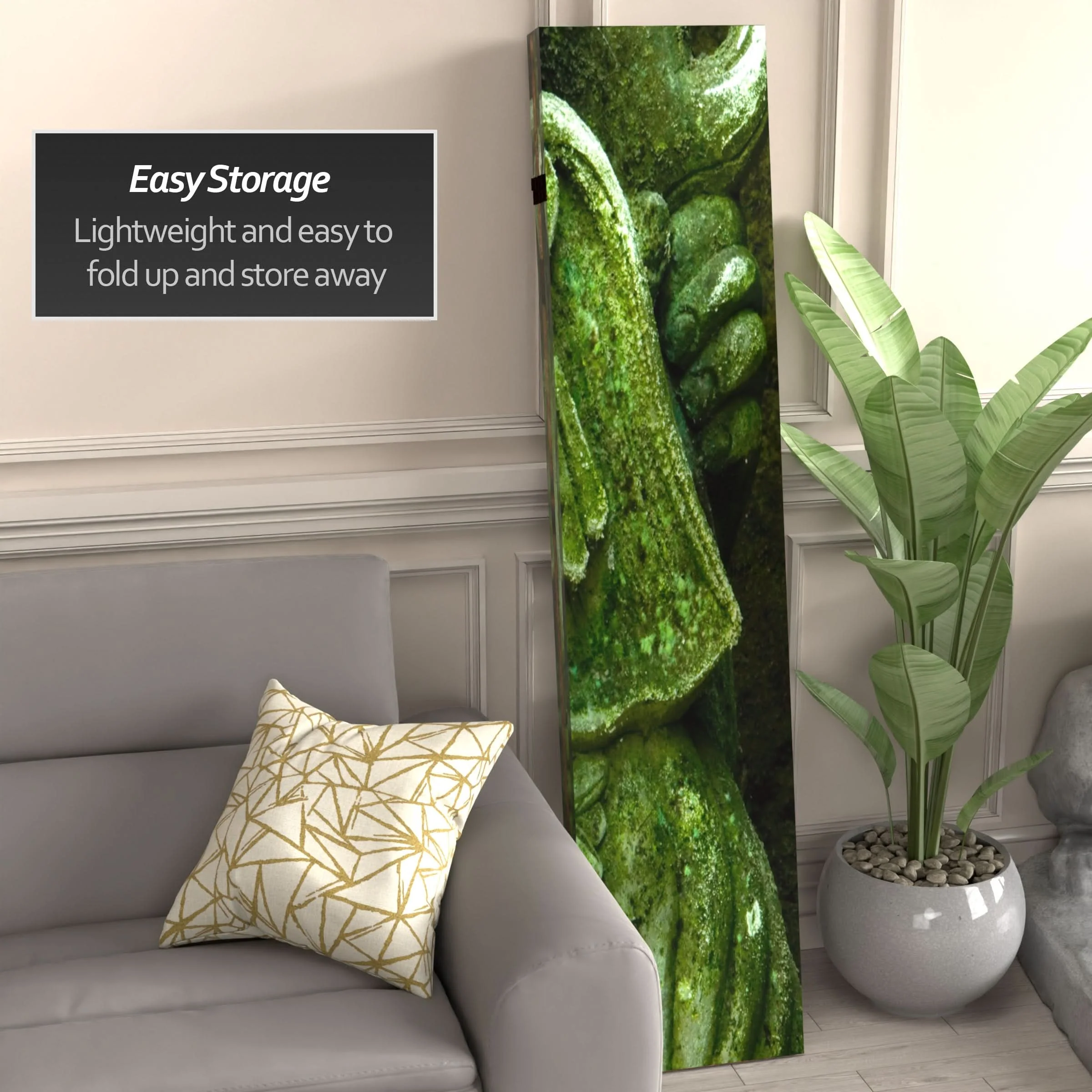 6 ft. Tall Double Sided Buddha and Ganesh Canvas Room Divider - Image 3