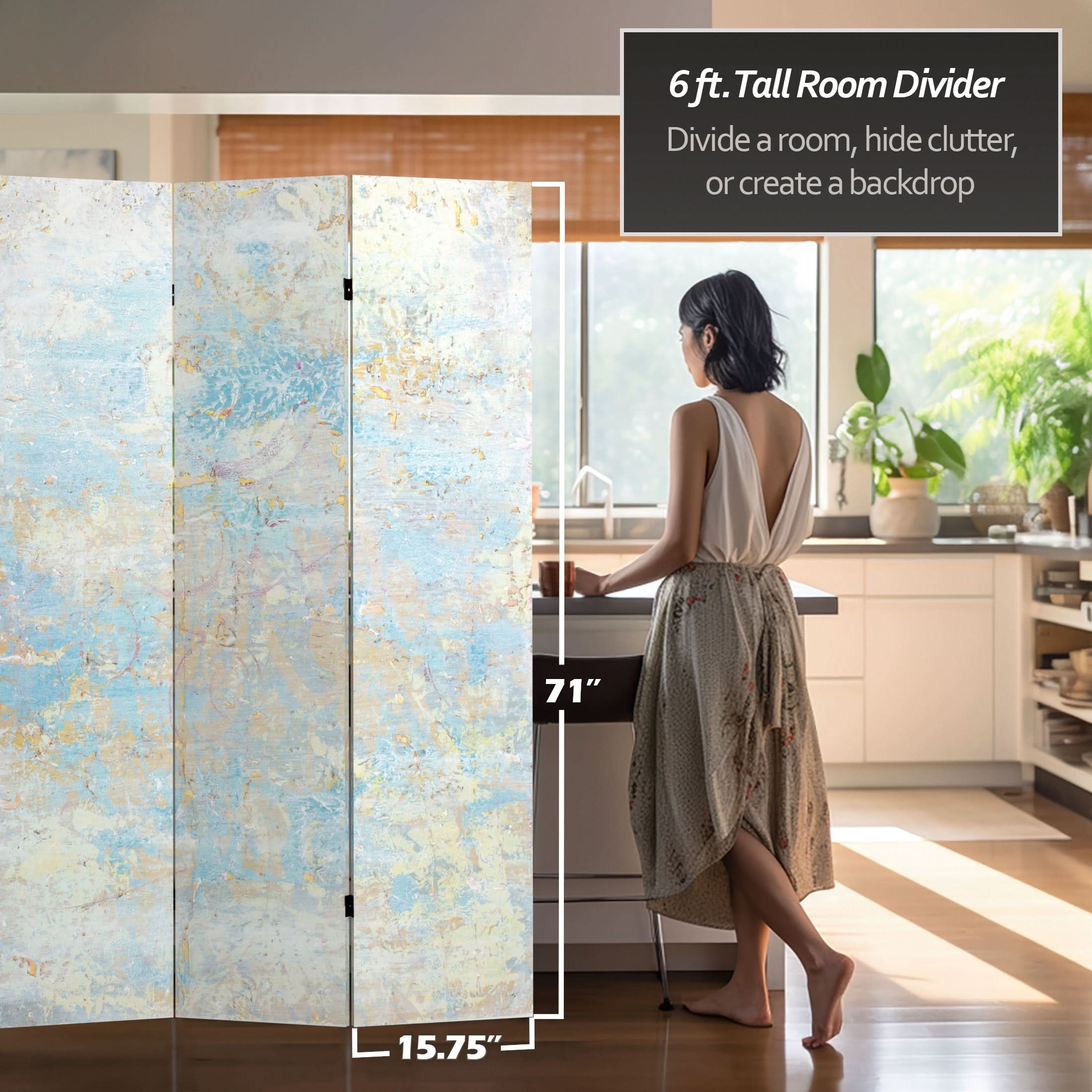 6 ft. Tall Double Sided Celestia Canvas Room Divider - Image 5