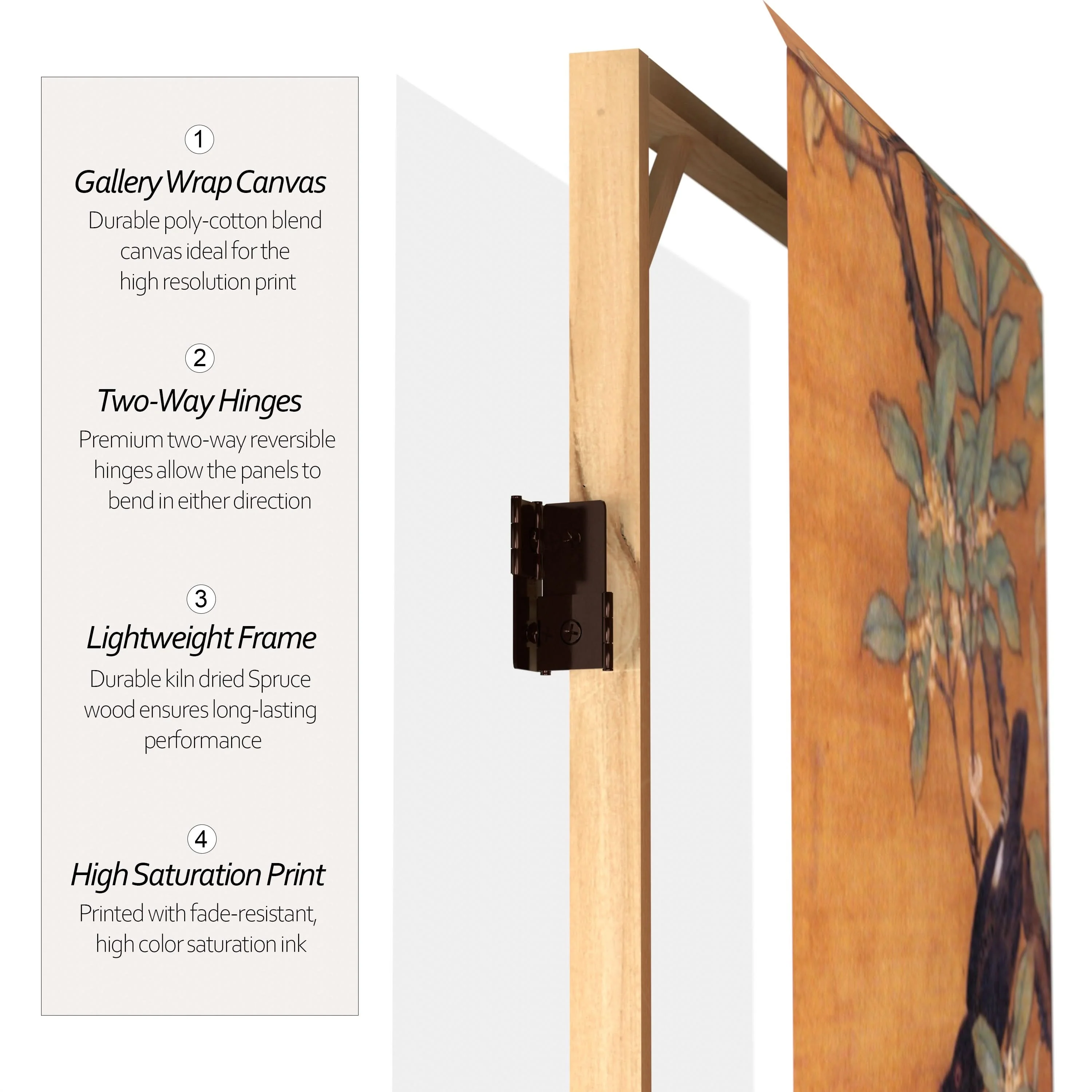 6 ft. Tall Double Sided Chinese Landscapes Canvas Room Divider - Image 4