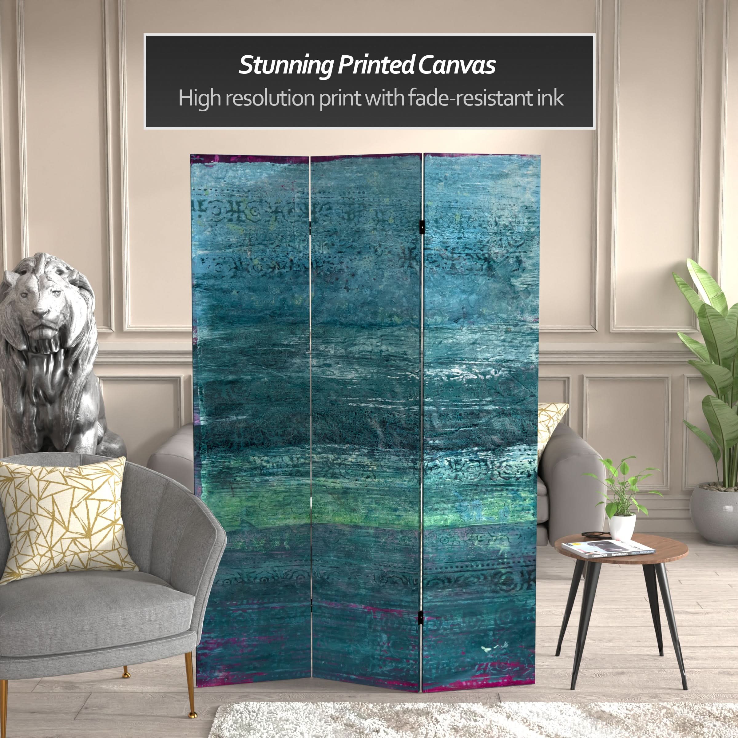 6 ft. Tall Double Sided Horizon Canvas Room Divider - Image 2