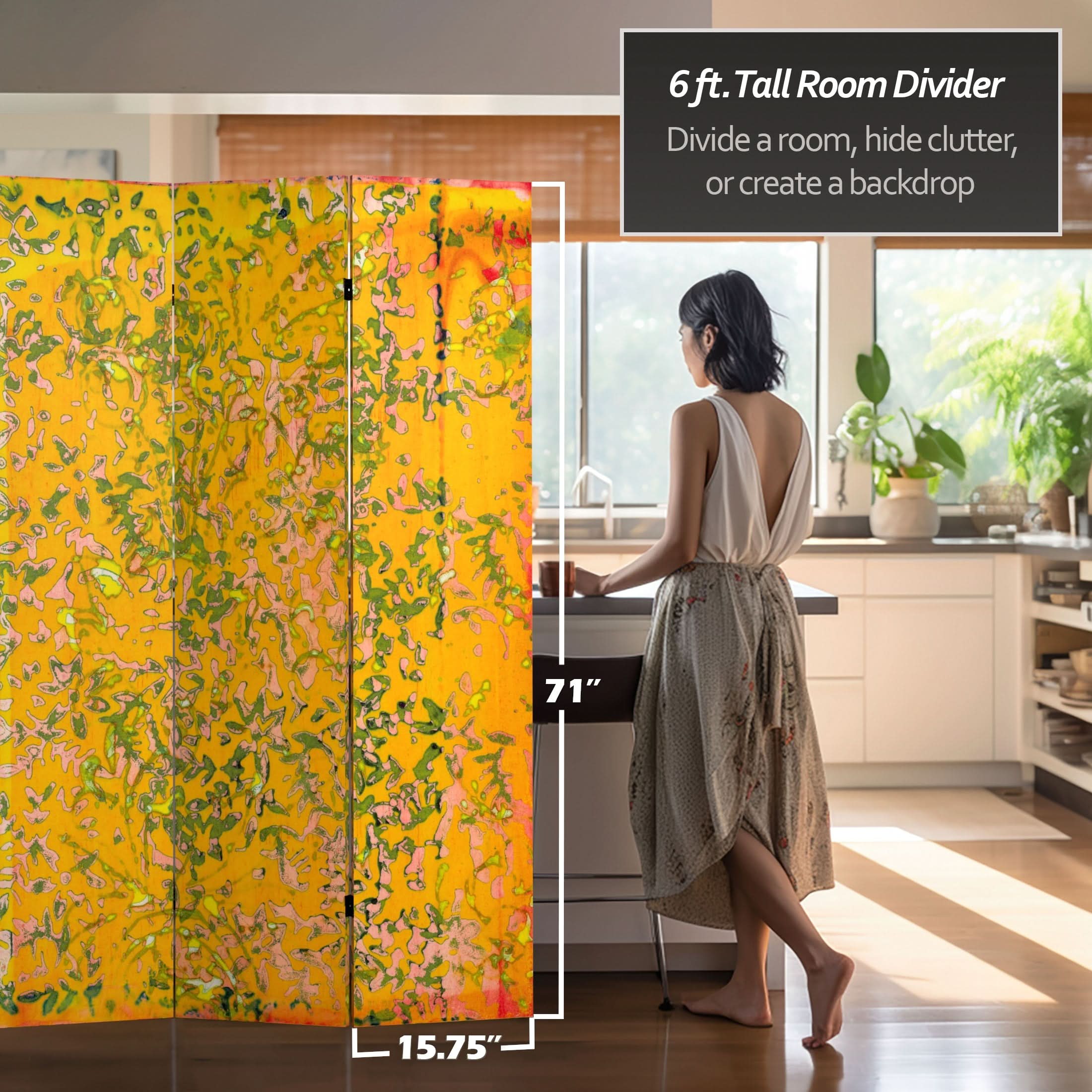 6 ft. Tall Double Sided Ivy Canvas Room Divider - Image 5