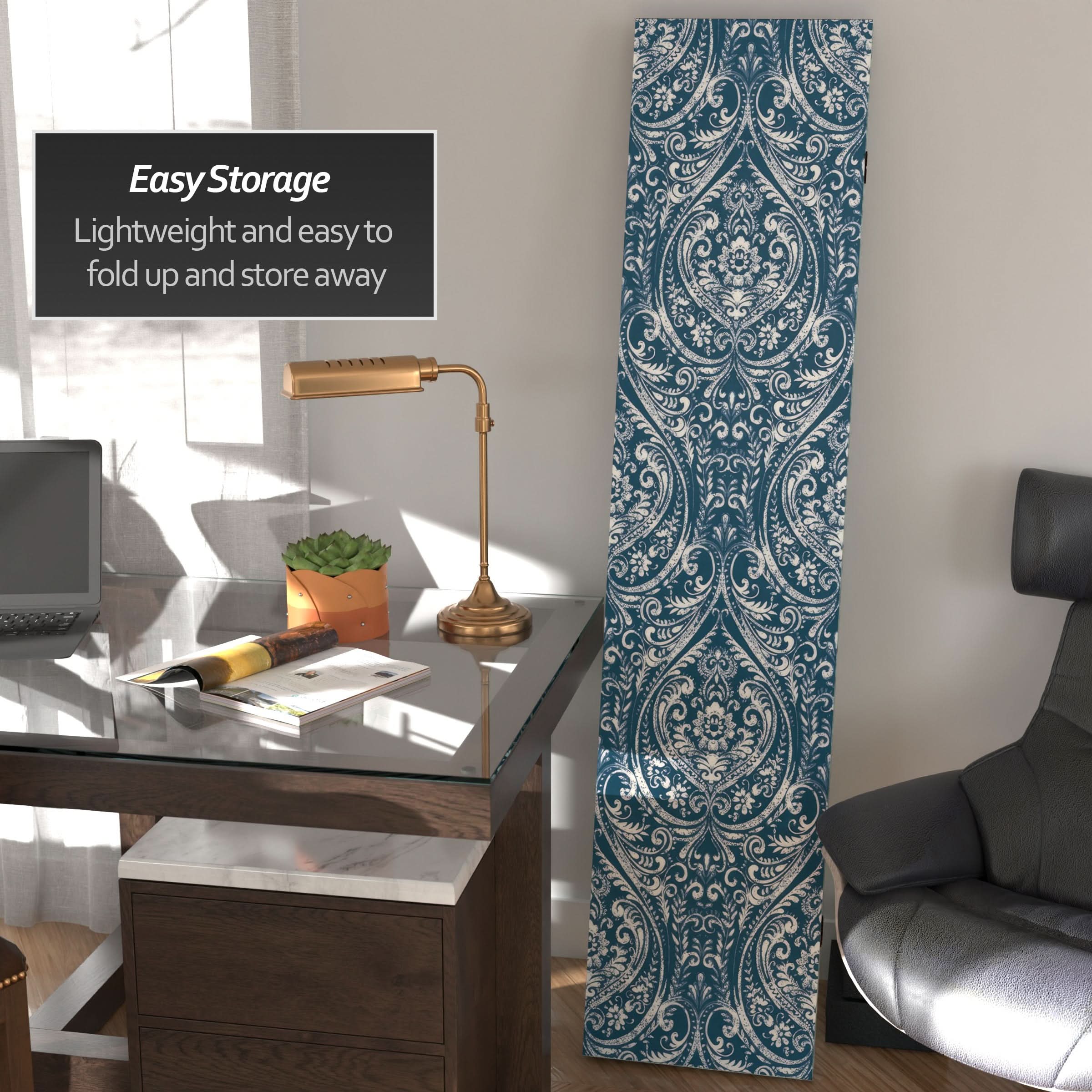 6 ft. Tall Double Sided Ocean Damask Canvas Room Divider - Image 3