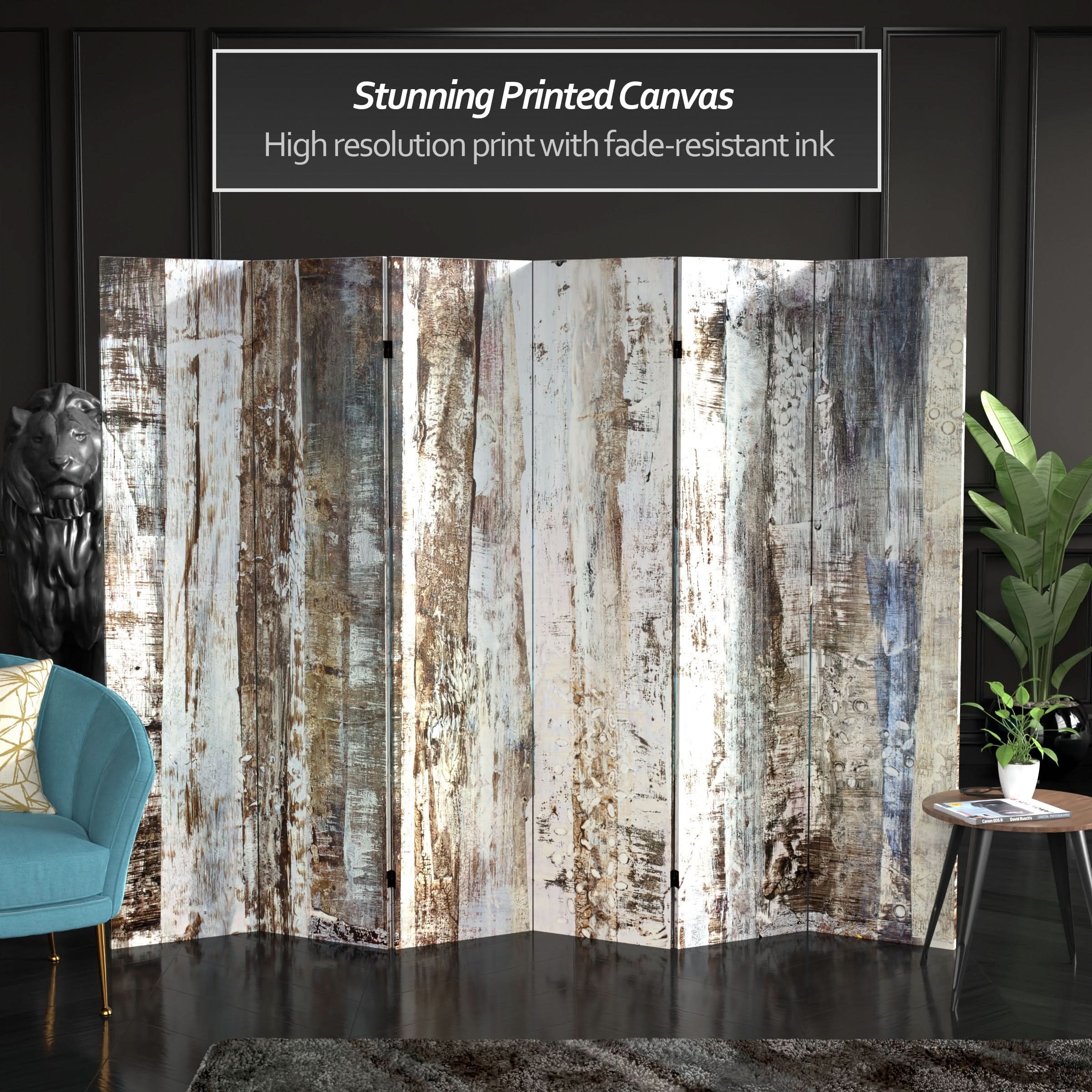 6 ft. Tall Double Sided Winter Woods Canvas Room Divider - Image 2