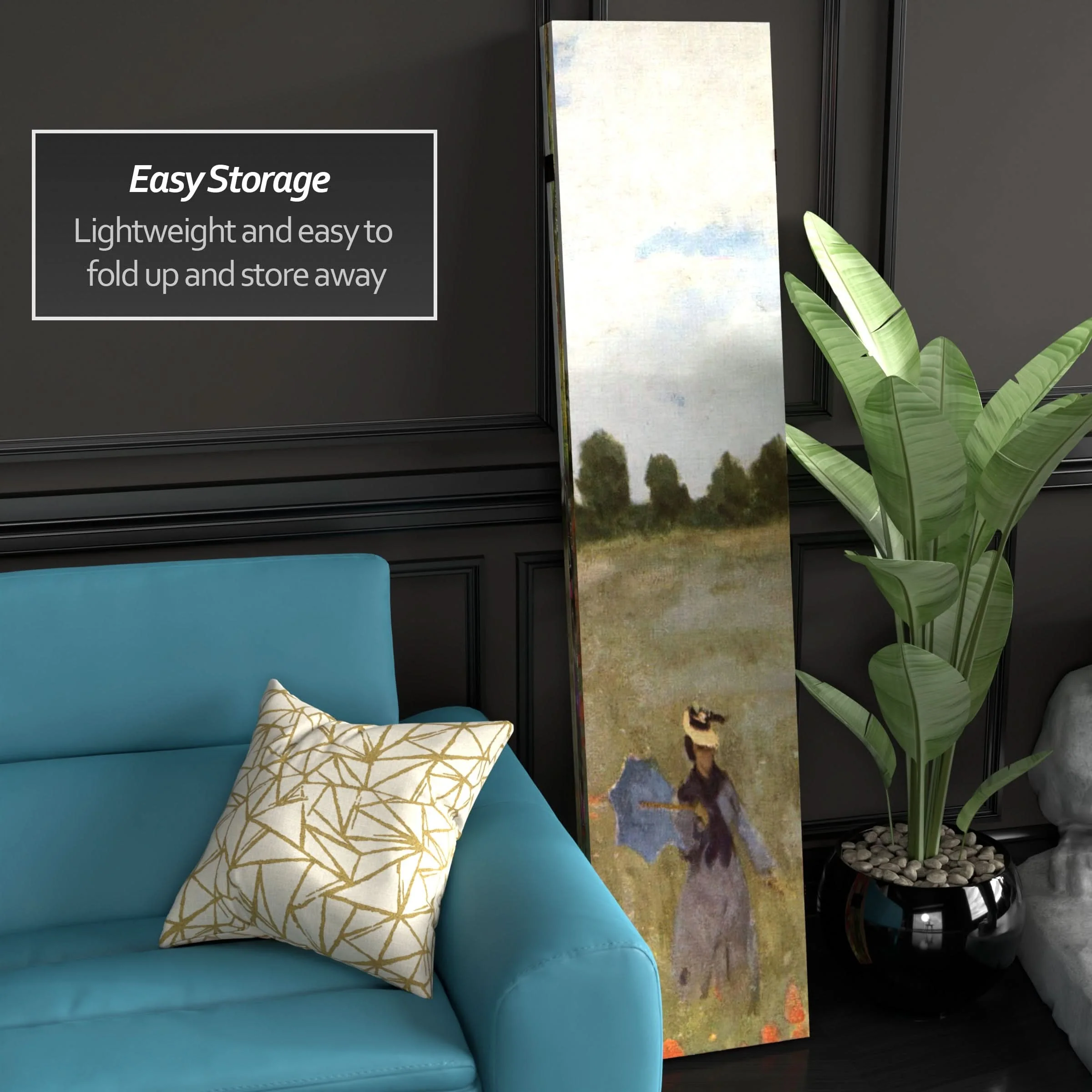 6 ft. Tall Double Sided Works of Monet Canvas Room Divider - Image 3