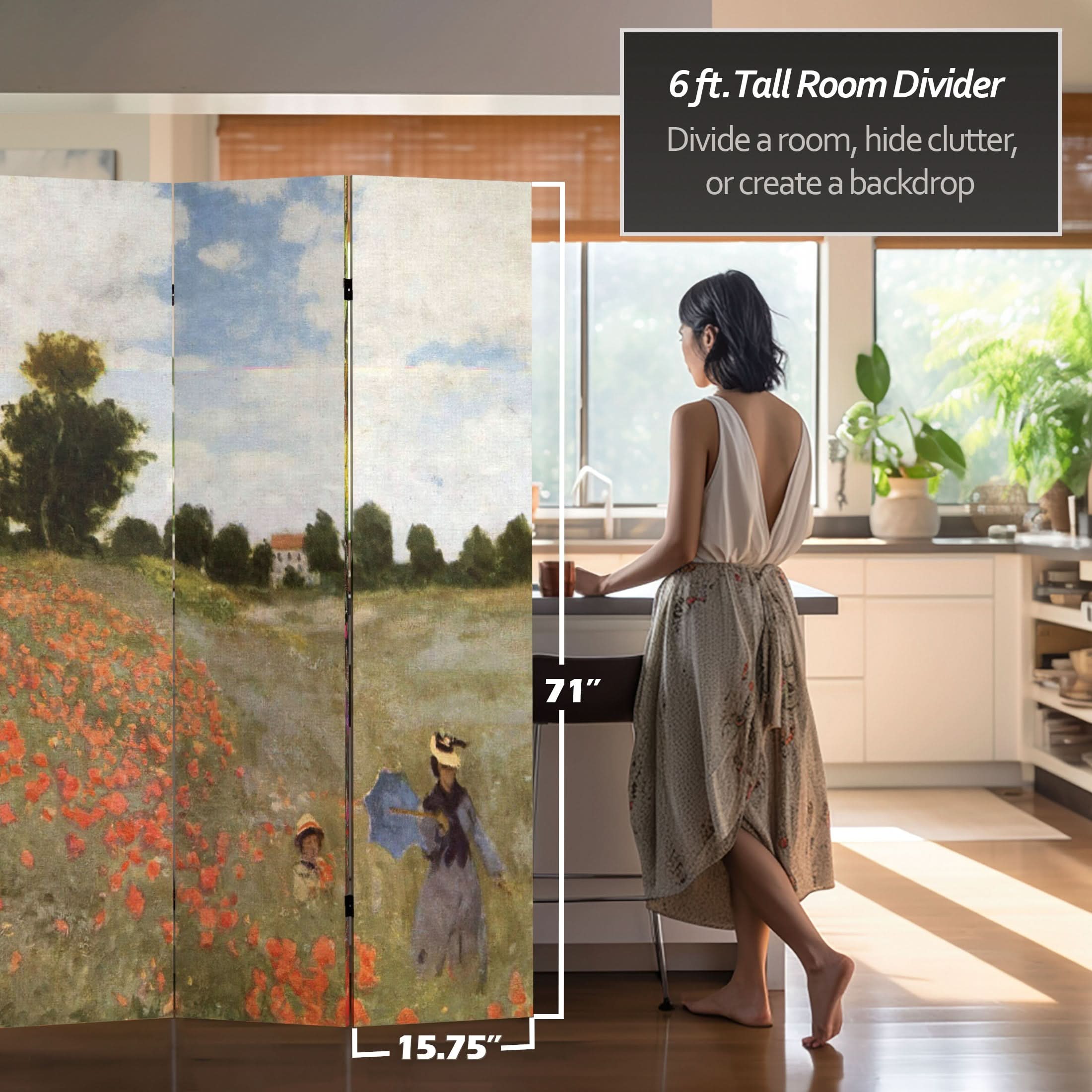 6 ft. Tall Double Sided Works of Monet Canvas Room Divider - Image 5