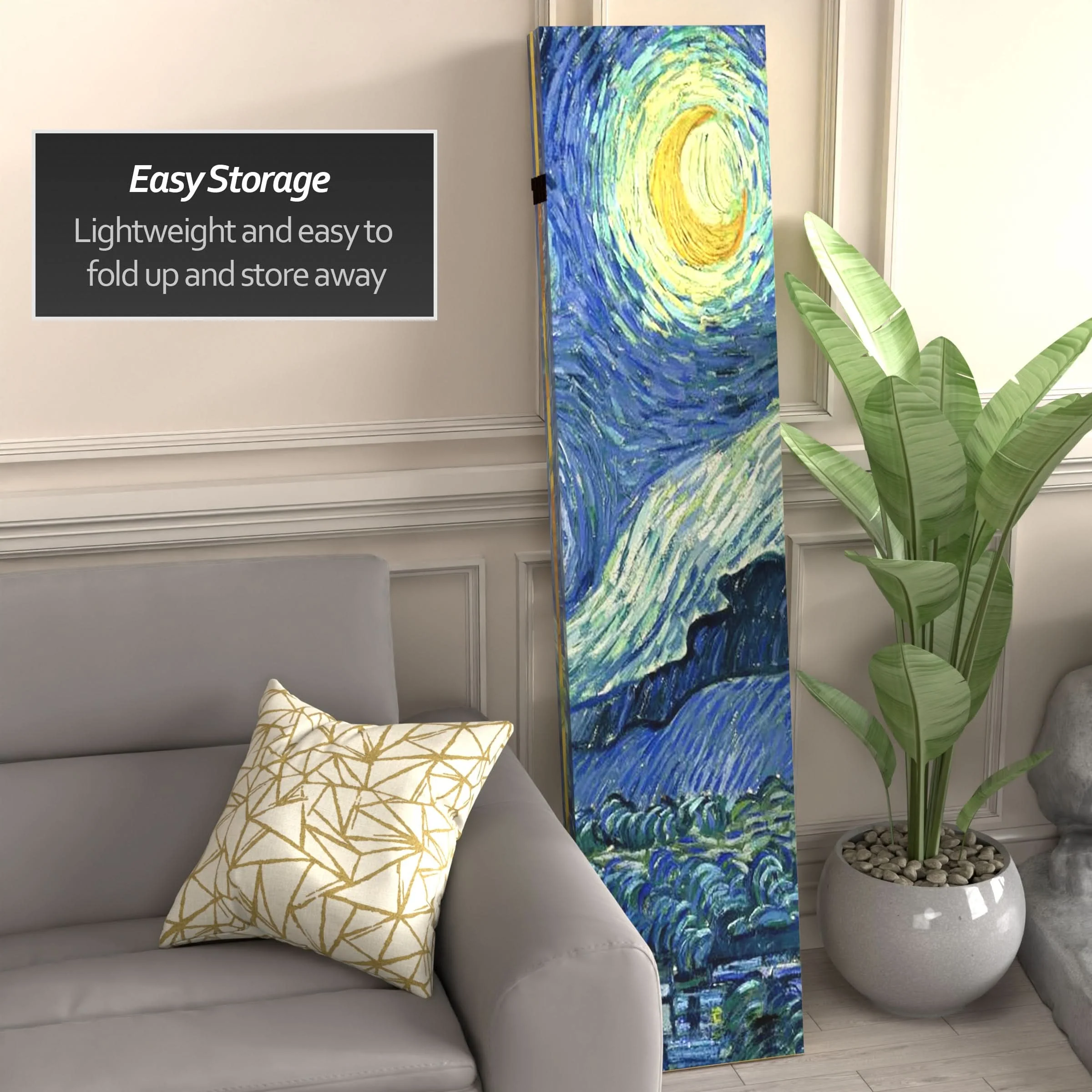 6 ft. Tall Double Sided Works of Van Gogh Canvas Room Divider 4 Panel - Image 5