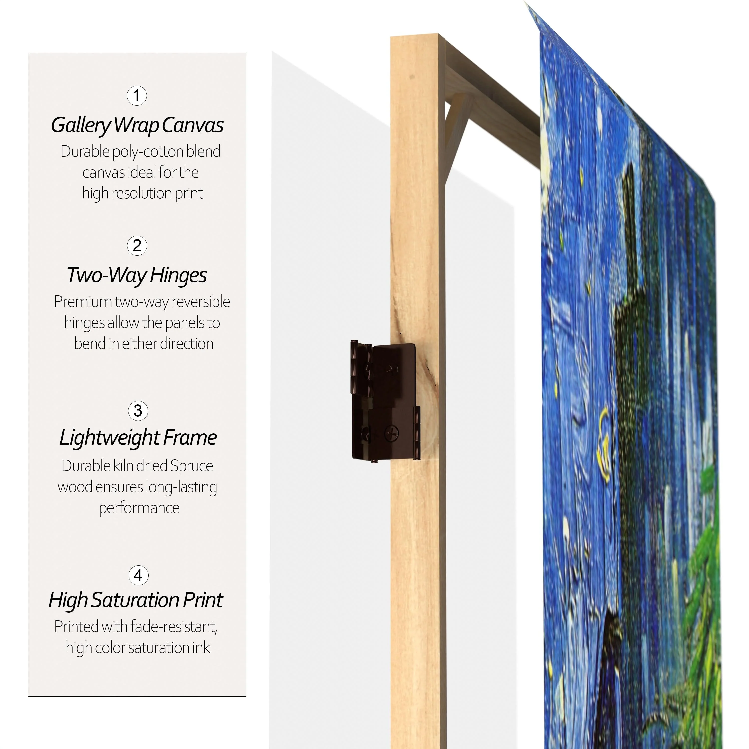 6 ft. Tall Double Sided Works of Van Gogh Canvas Room Divider - Cafe Terrace/View of Arles - Image 3