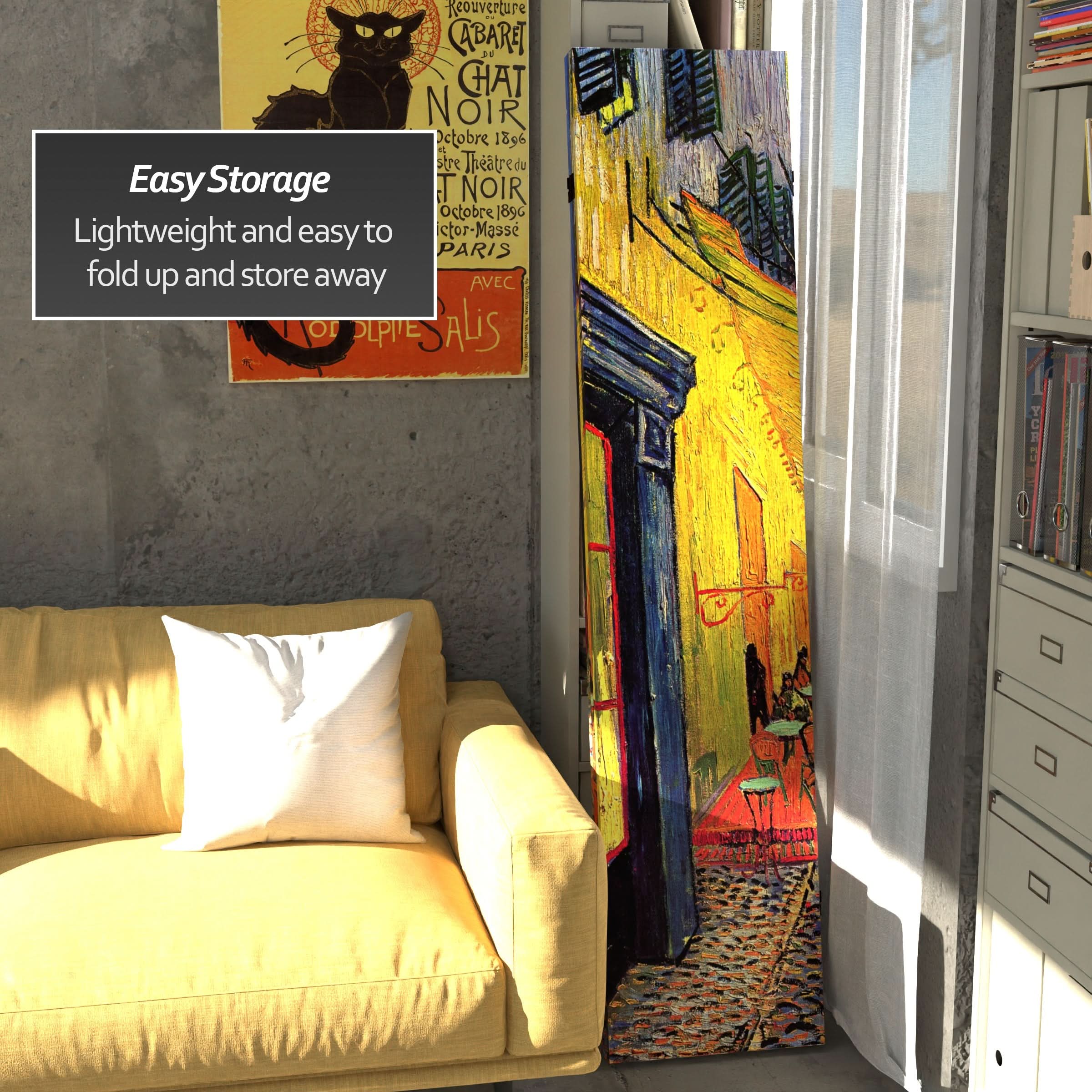 6 ft. Tall Double Sided Works of Van Gogh Canvas Room Divider - Cafe Terrace/View of Arles - Image 5