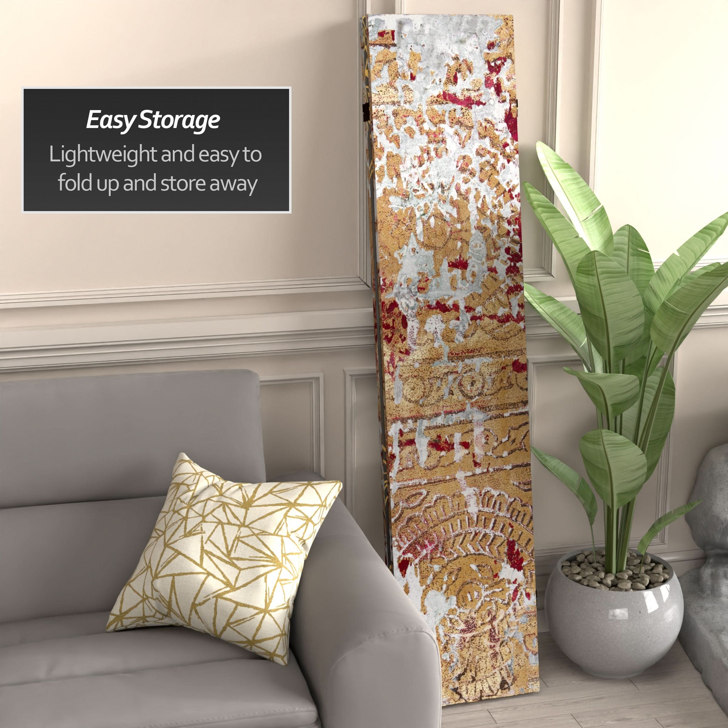 6 ft. Tall Fire and Bronze Canvas Room Divider - Image 3