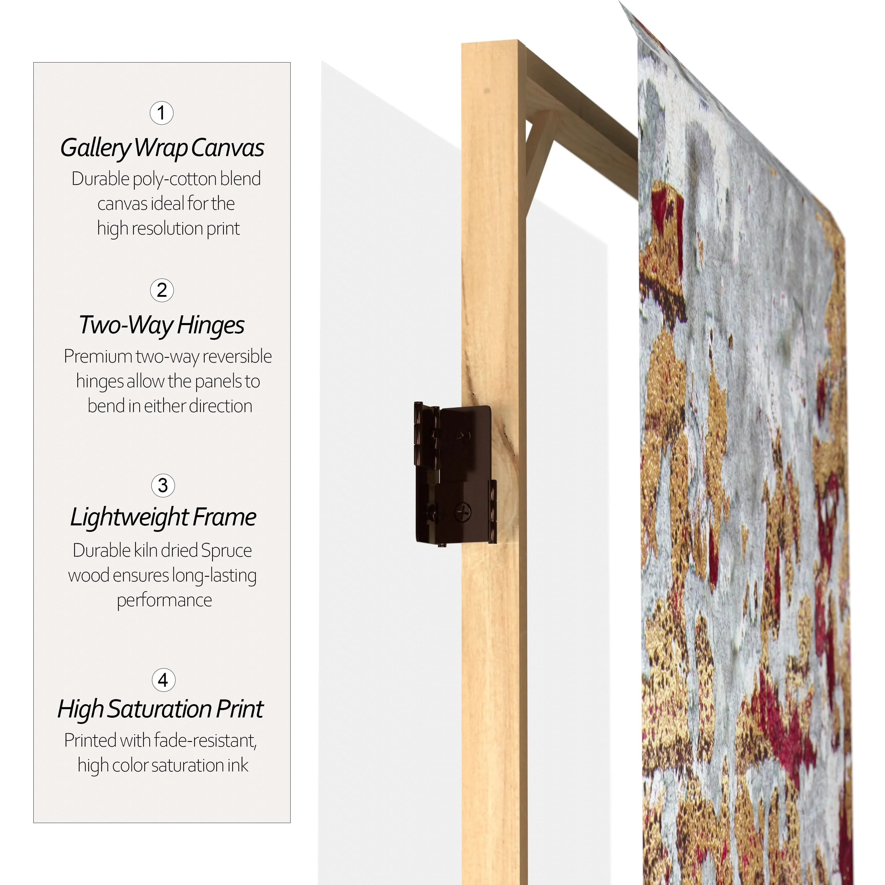 6 ft. Tall Fire and Bronze Canvas Room Divider - Image 4