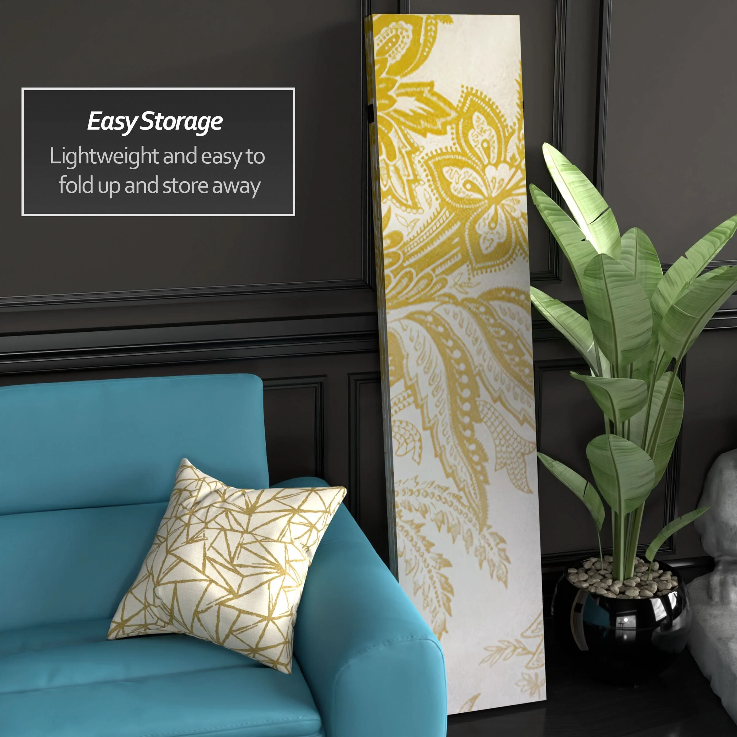 6 ft. Tall Gold Toile Double Sided Room Divider - Image 5